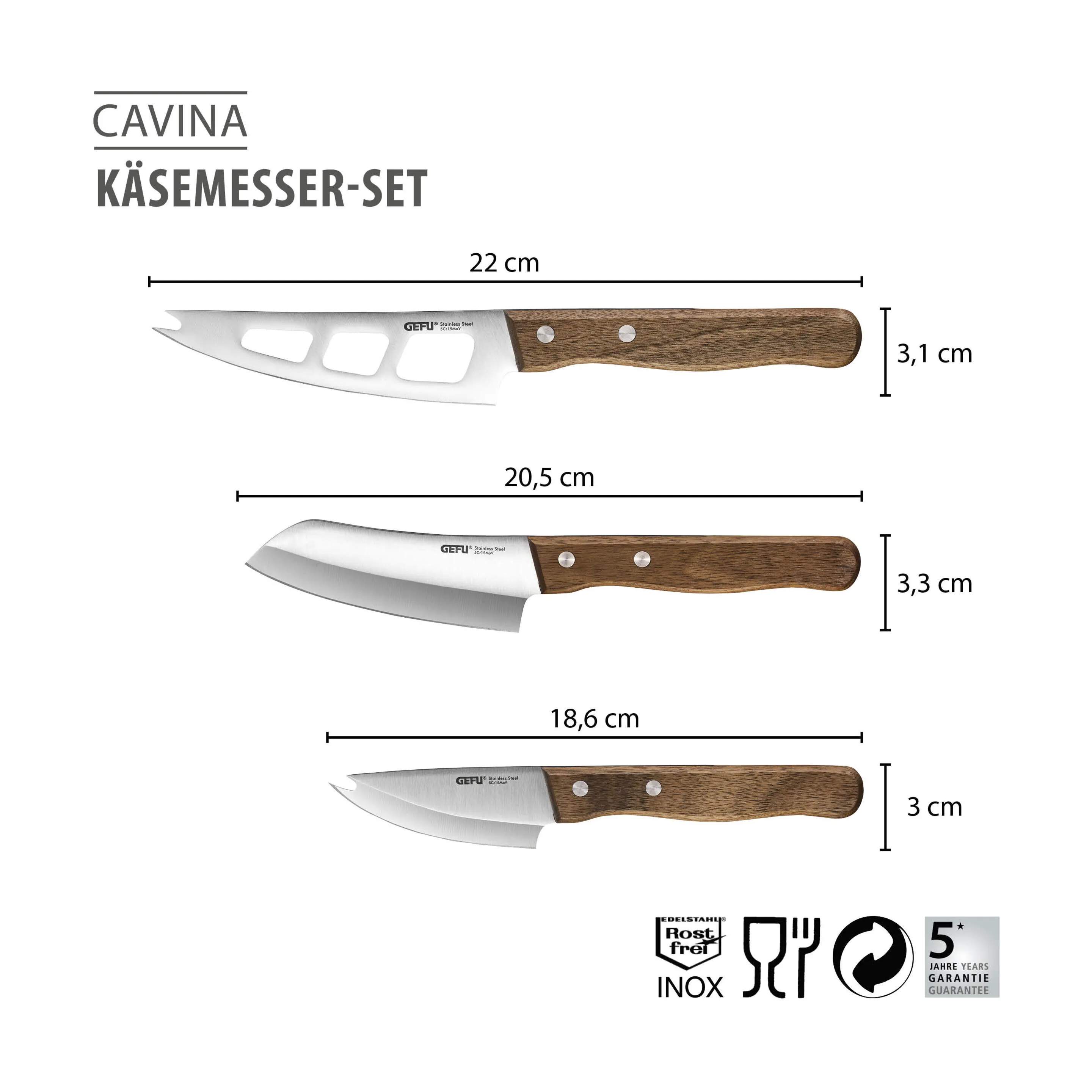 Gefu Osteknive Cavina Ostesæt - 3 dele i Sølv/Brun, 3