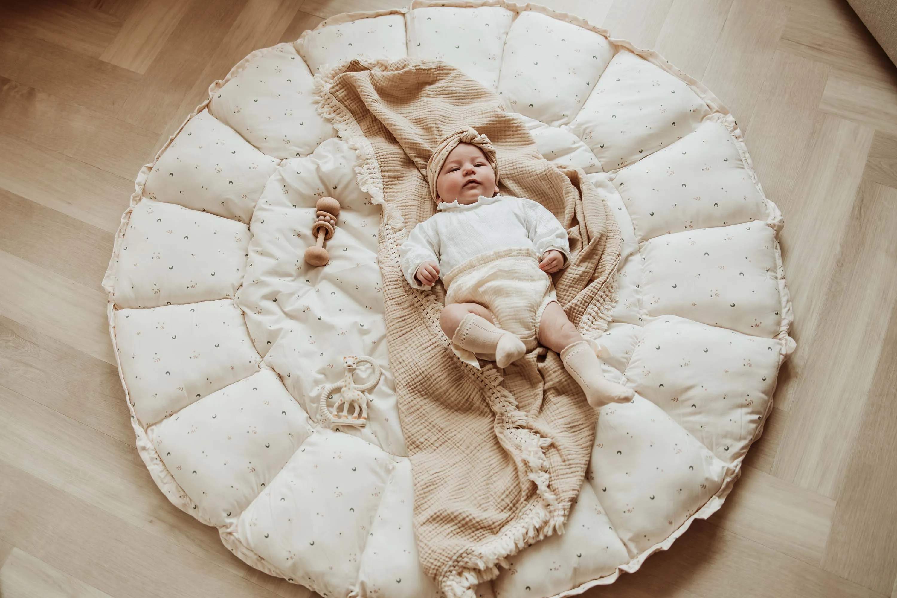Play&Go Til børneværelset Bloom Babynest Legemåtte i Beige m måne, 3
