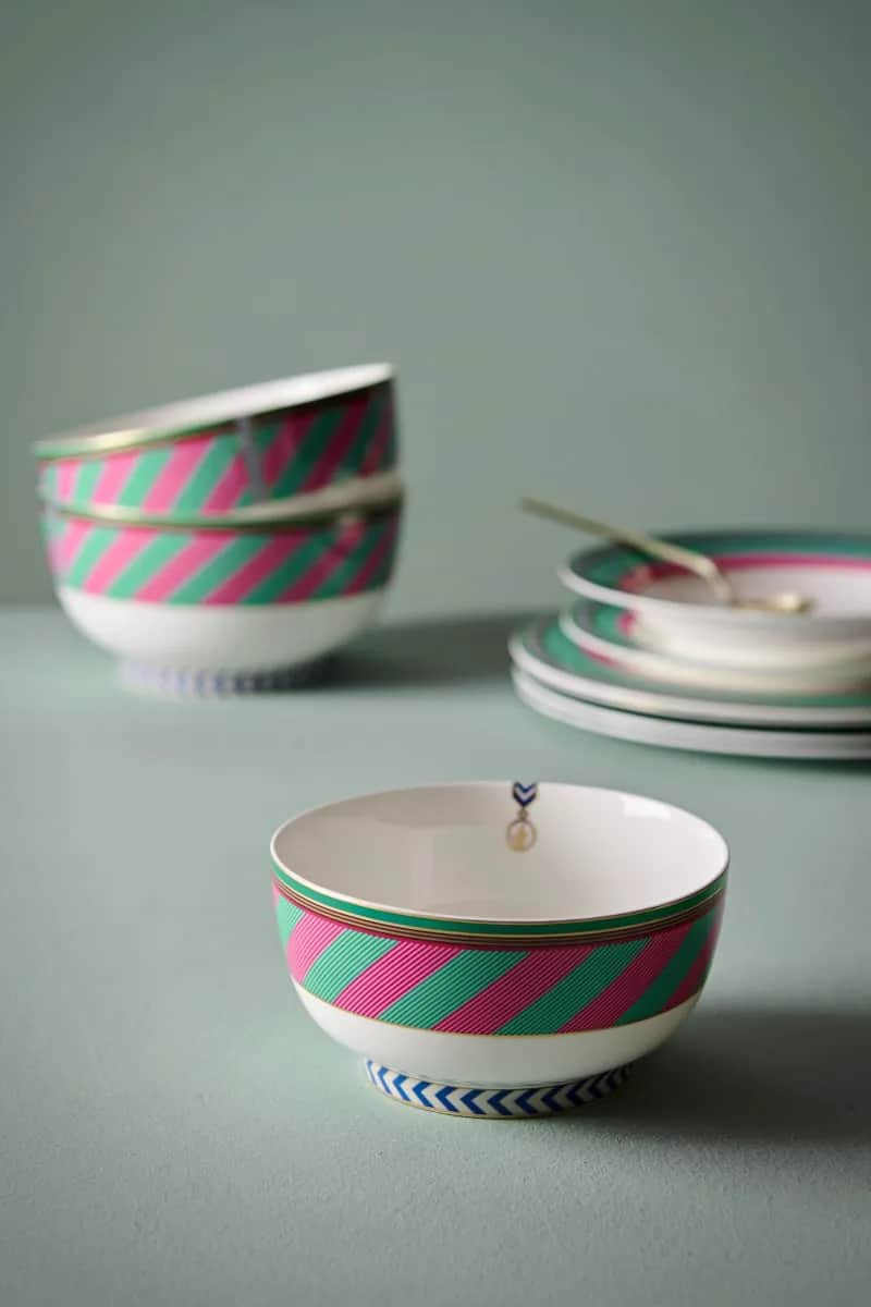 PIP Studio Serveringsskåle Pip Chique Skål i Grøn/pink, 15,5 cm, 2