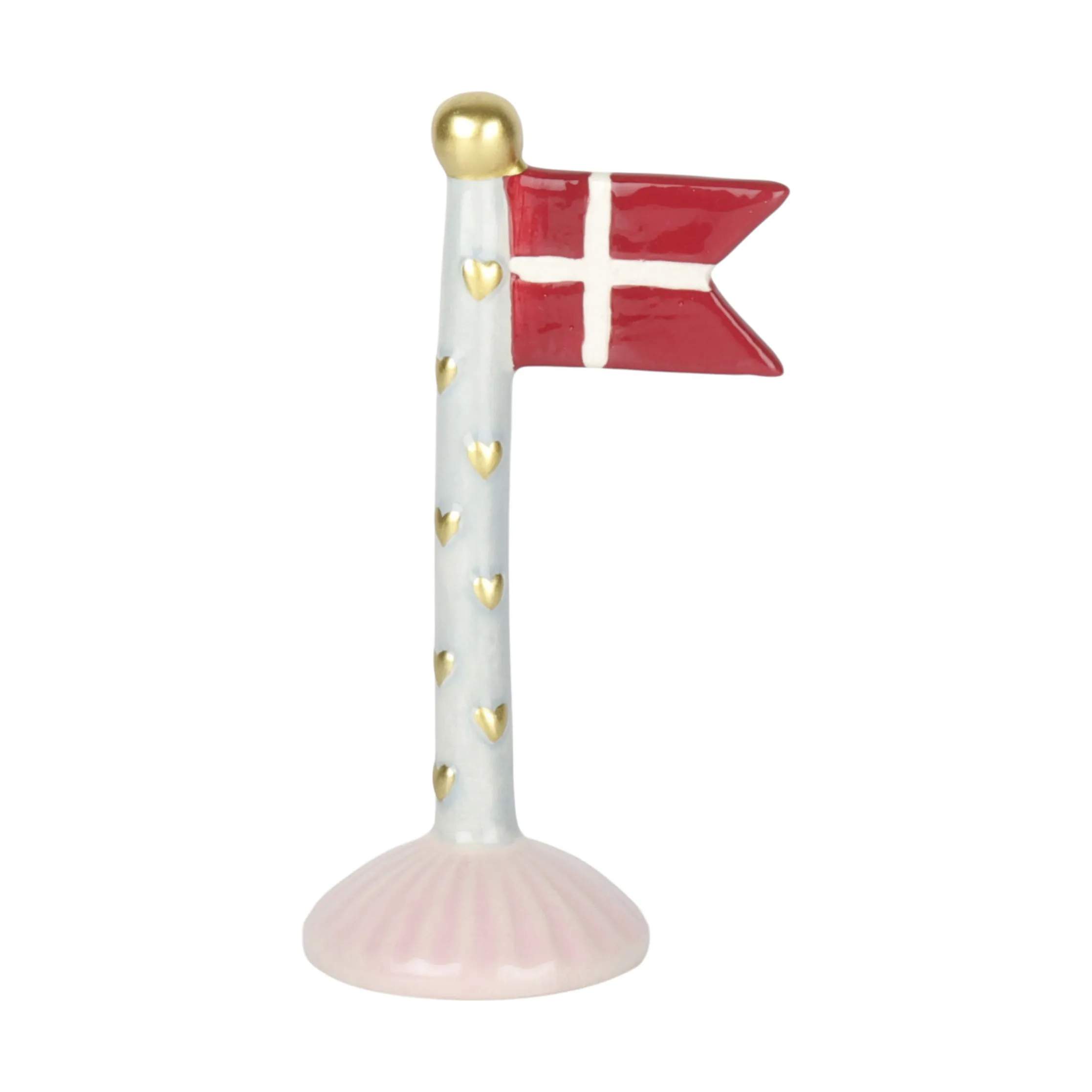 Flag - Hjerter, flag i blå m. guld hjerter, large