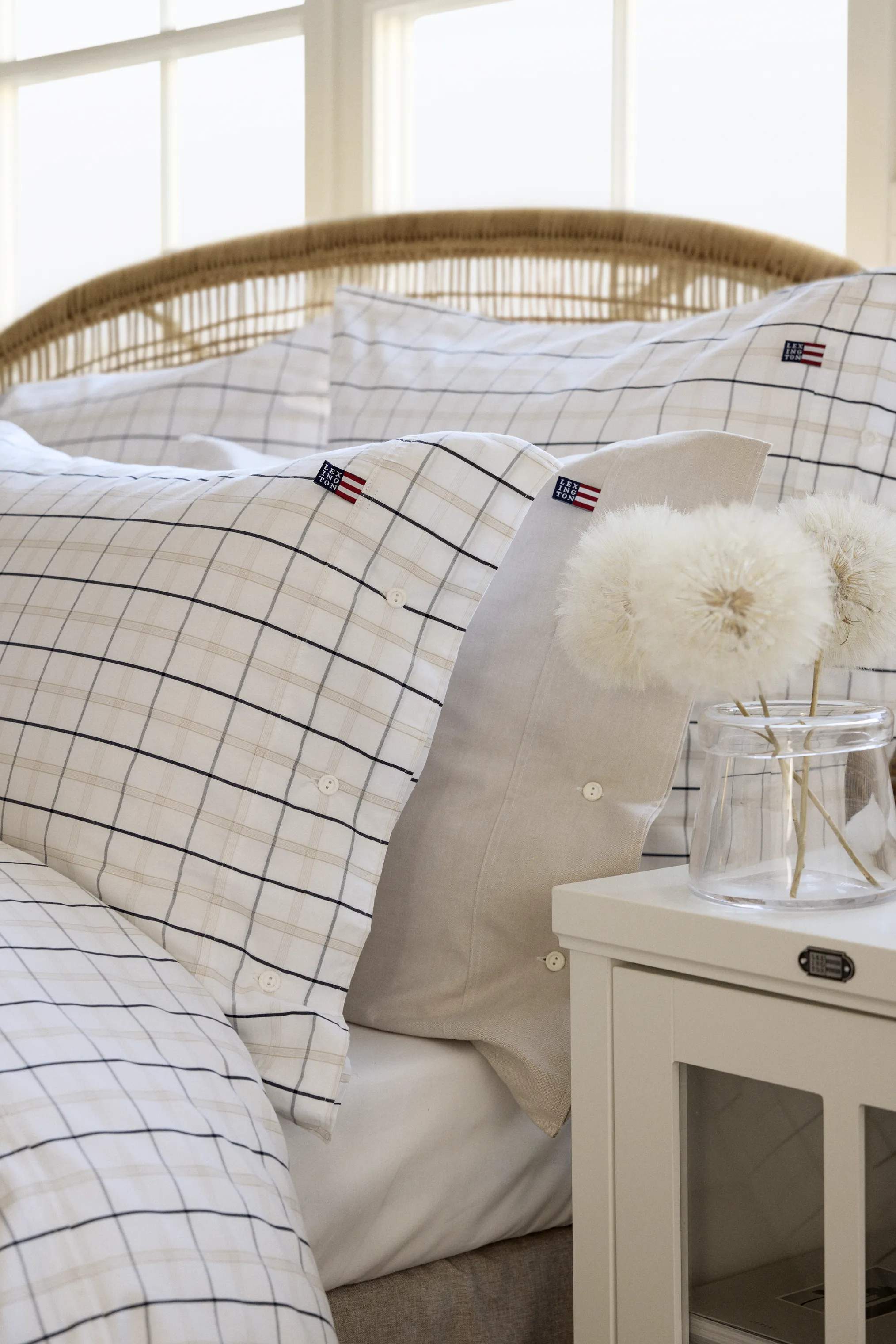 Lexington Hovedpudebetræk Icons Checked Hovedpudebetræk i White/Beige/Navy, 3