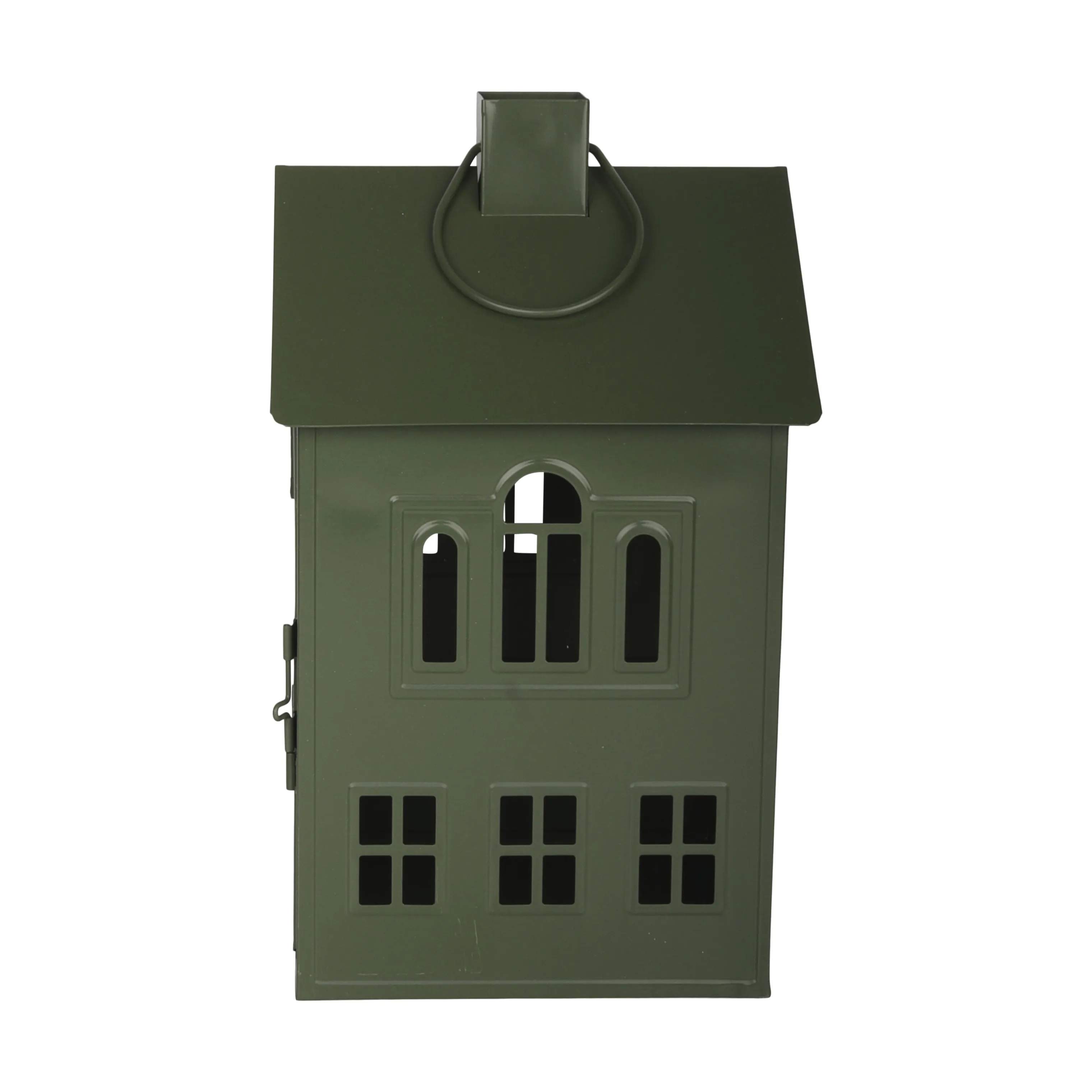 Casa Christmas Bloklysestage Lanterne i Grøn, 33,8 cm, 2