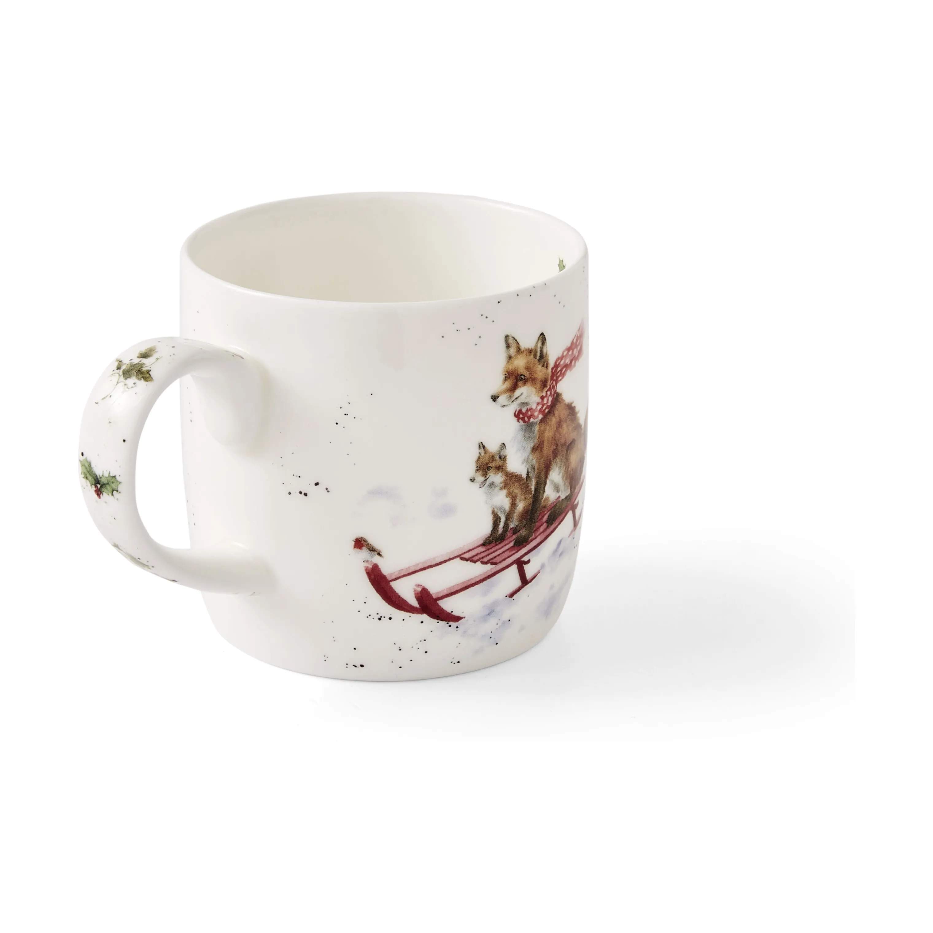 Royal Worcester Krus og kopper med hank Wrendale Krus - Sleigh ride i Julekrus, 4