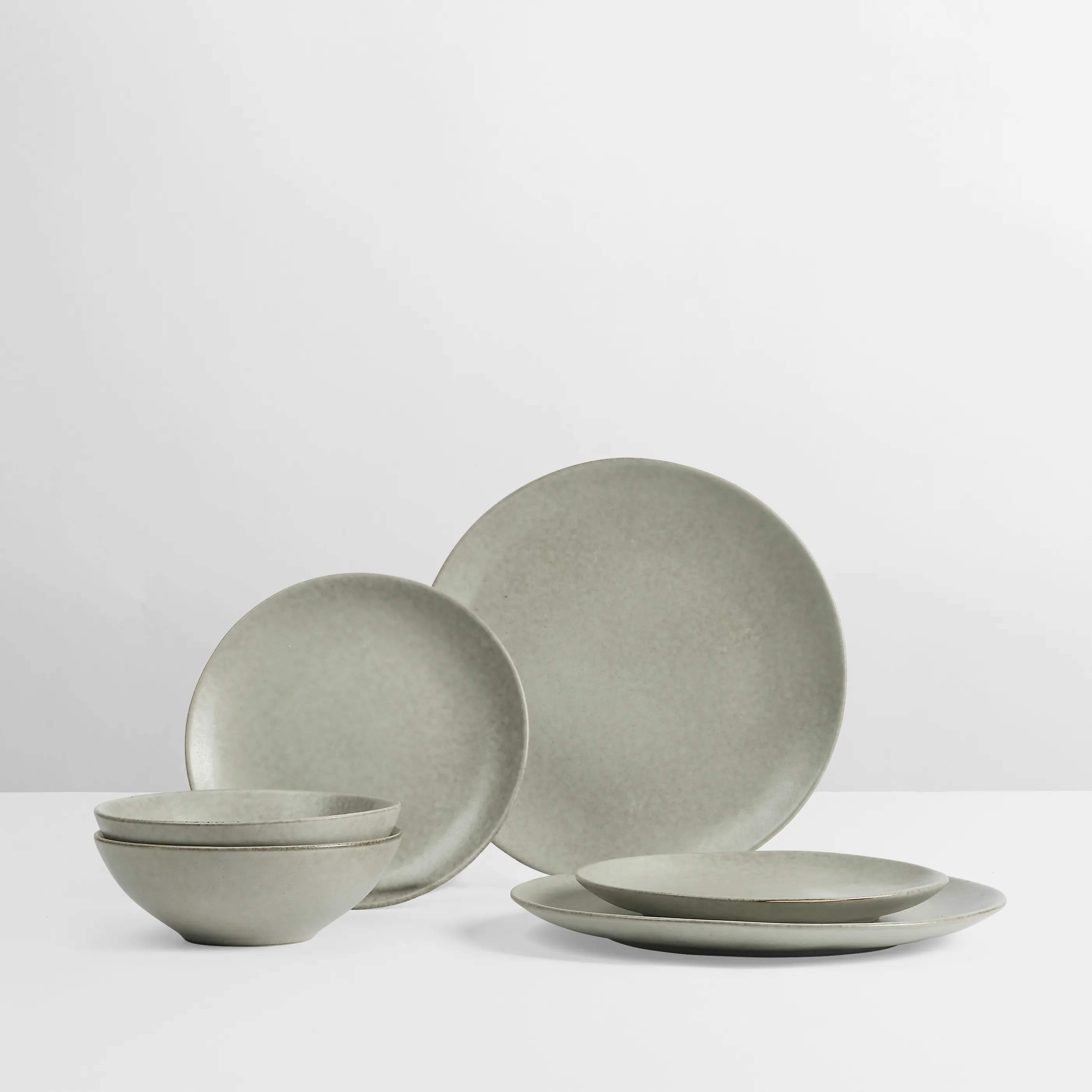 Broste Copenhagen Middagstallerkener Nordic Marsh Middagssæt - 6 dele i Light Dusty Green, 2