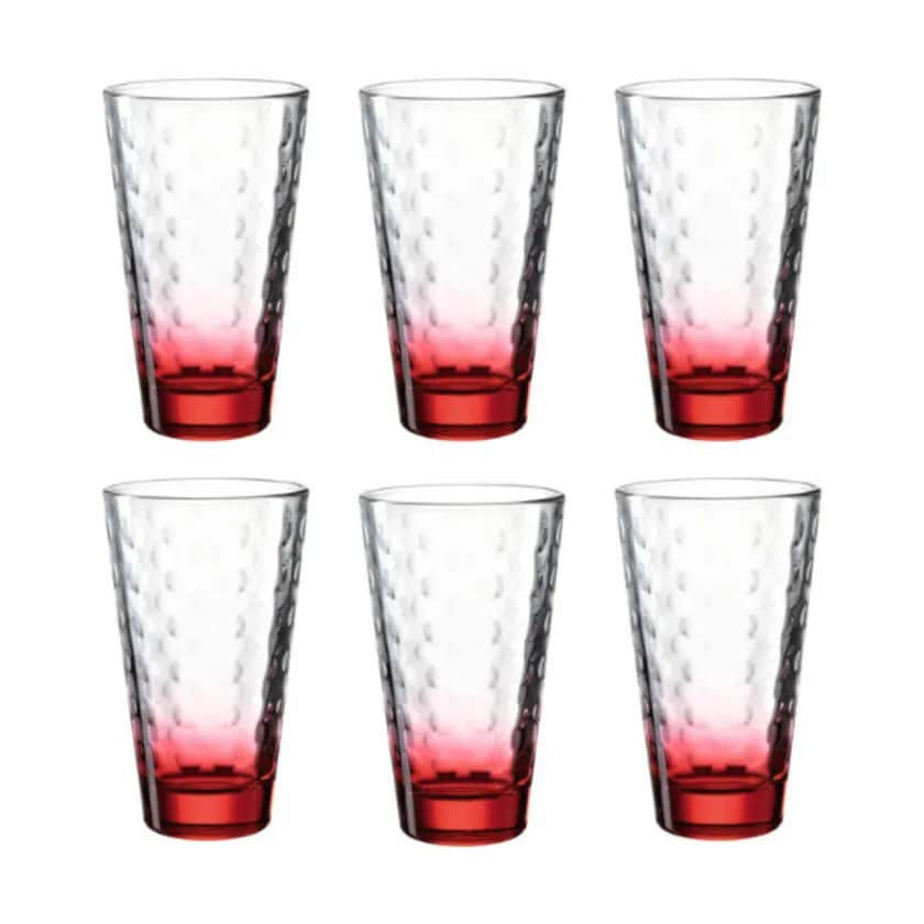 Vandglas - 6 stk., klar/rød, large