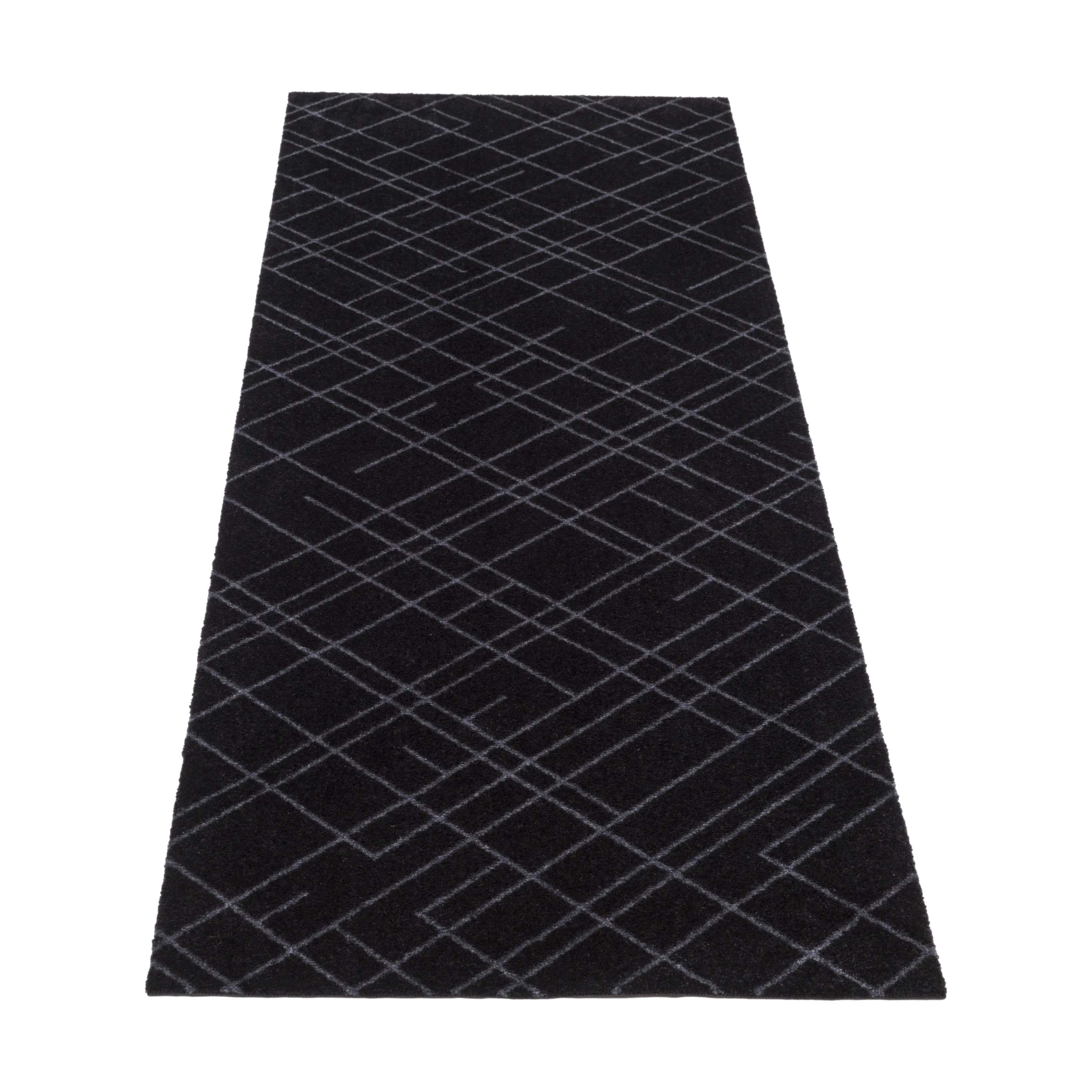 Tica Copenhagen Dørmåtter Lines Gulvmåtte i Sort/grå, B67 x L200 cm, 4