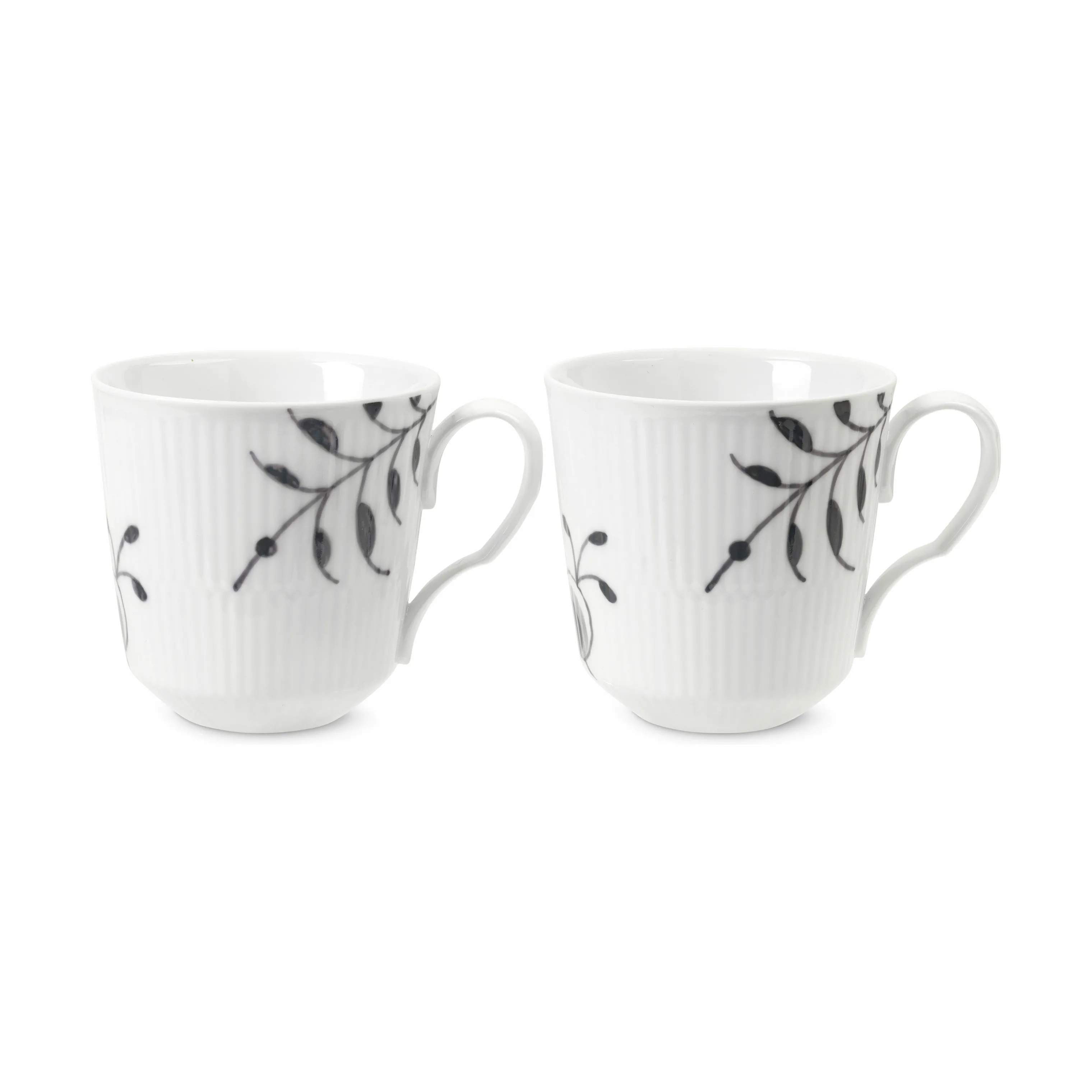 Royal Copenhagen Krus og kopper med hank Sort Mega Riflet Krus - 2 stk. i 35 cl, 1
