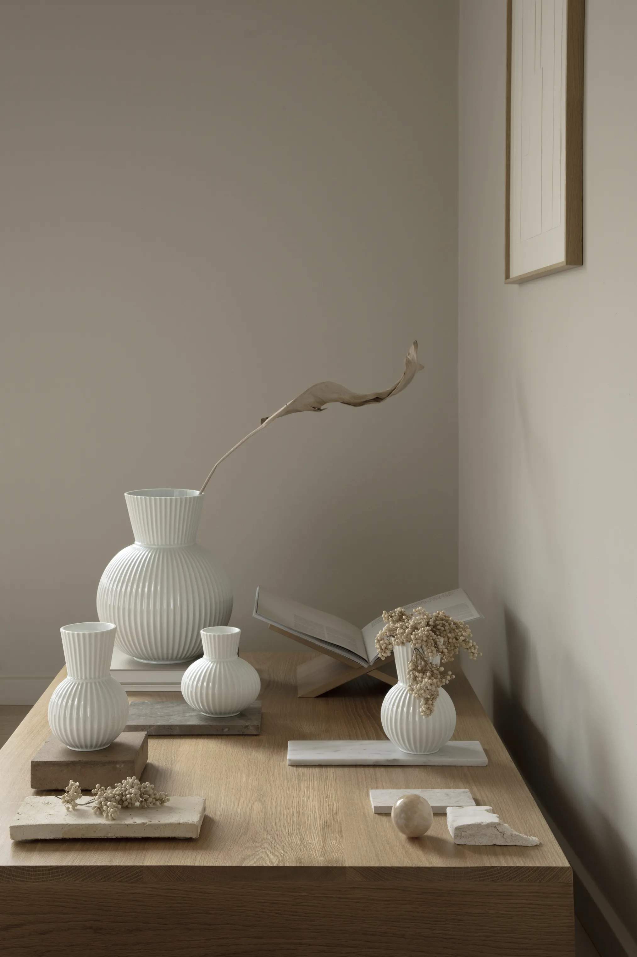 Lyngby Porcelæn Vaser Tura Vase i Hvid, 34 cm, 3