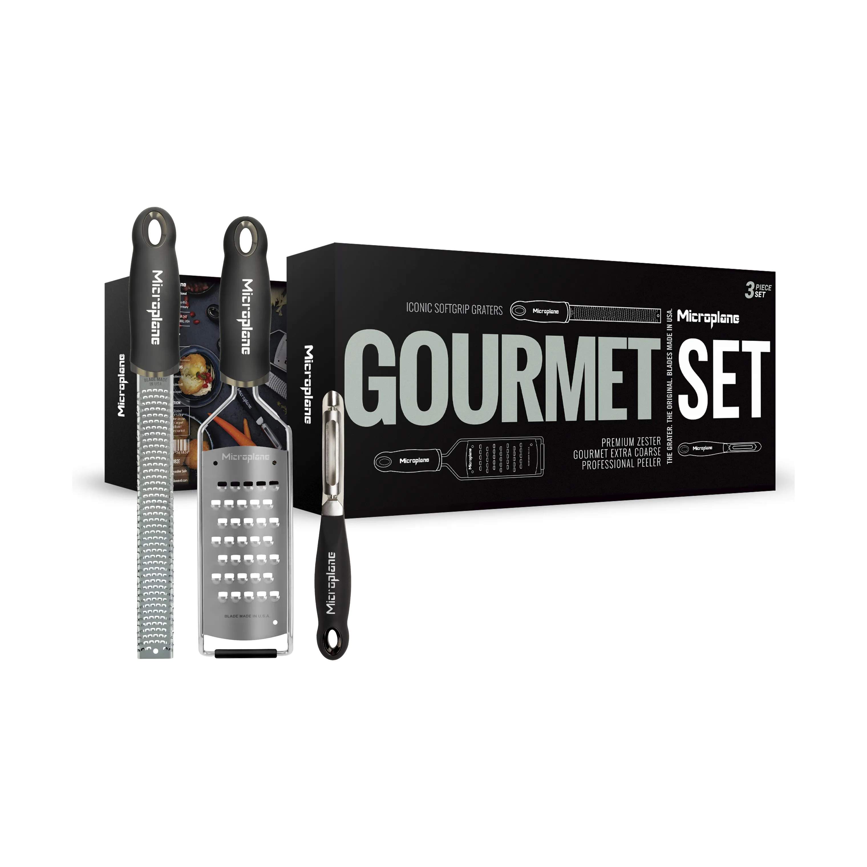 Microplane Rivejern Gourmet Series Rivesæt - 3 dele i Sort, 3