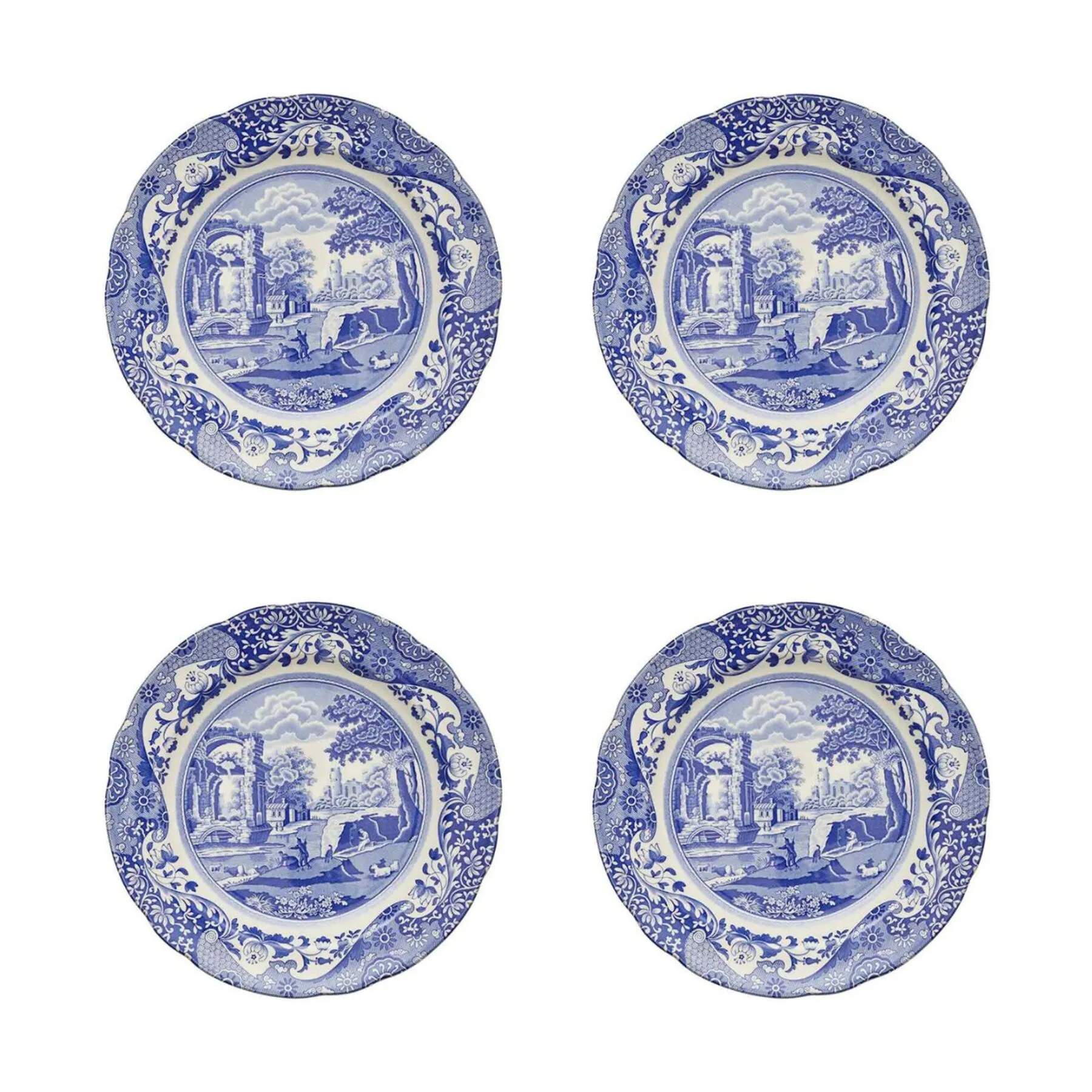Spode Kagetallerkener Blue Italian Blue Italien Desserttallerken - 4 stk. i Blå/hvid, 1