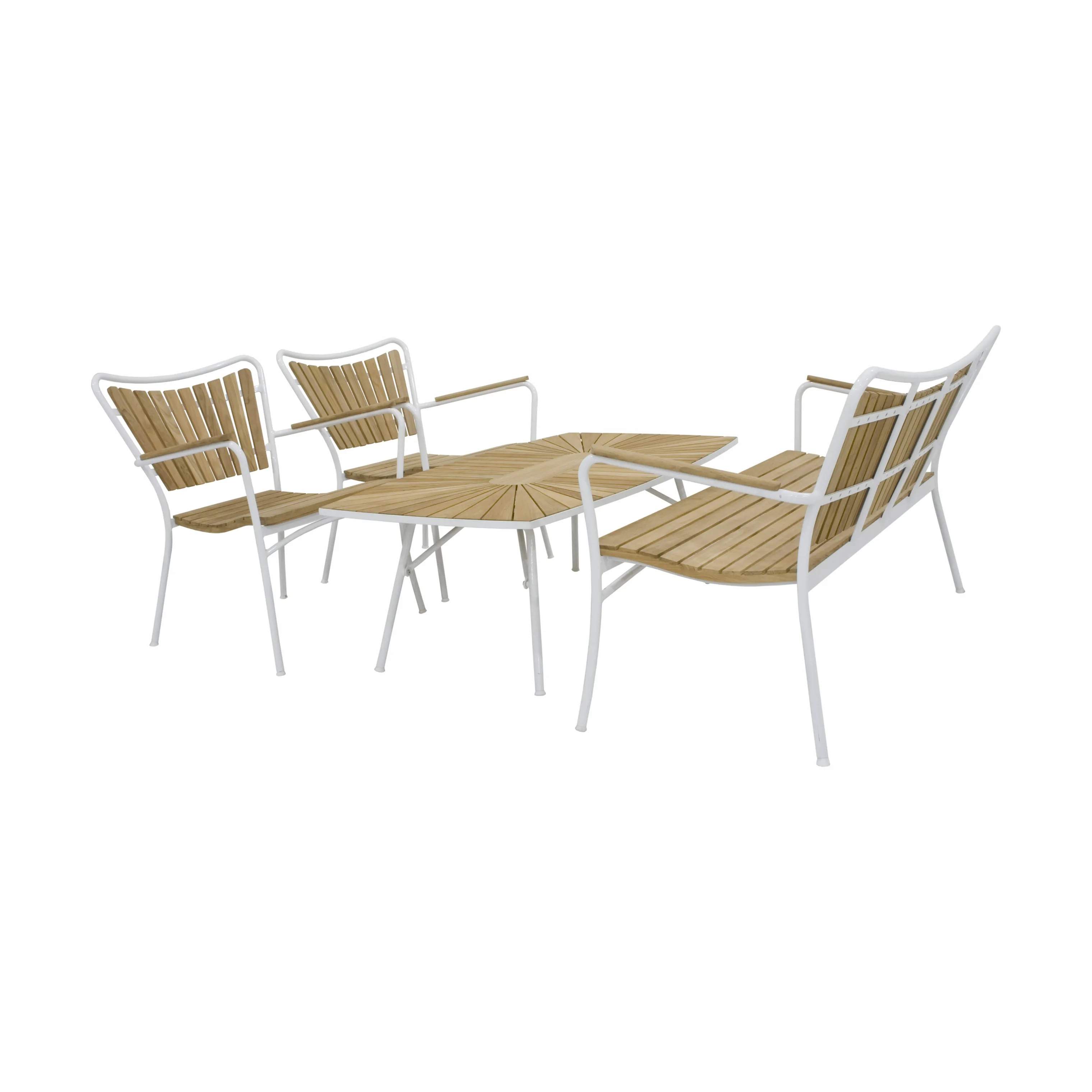 Maguerit Loungesæt - 1 sofa, 1 bord og 2 stole, hvid, large