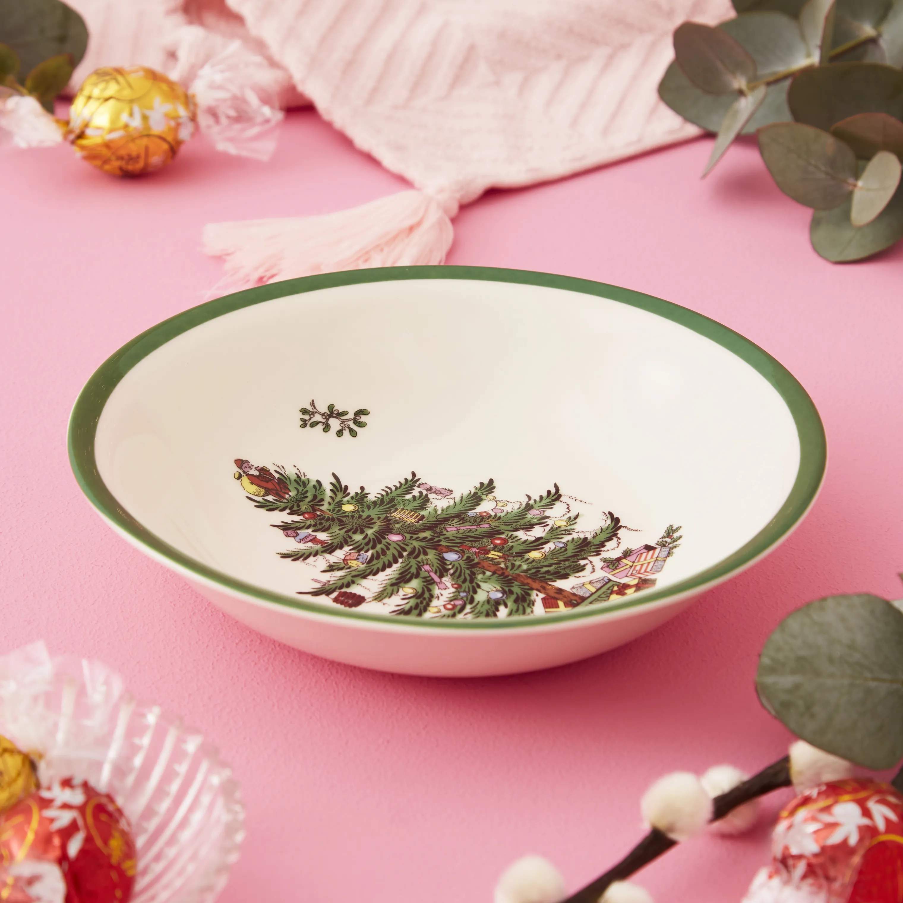 Spode Dybe tallerkener Christmas Tree Dyb Tallerken i Hvid/grøn/rød, 3