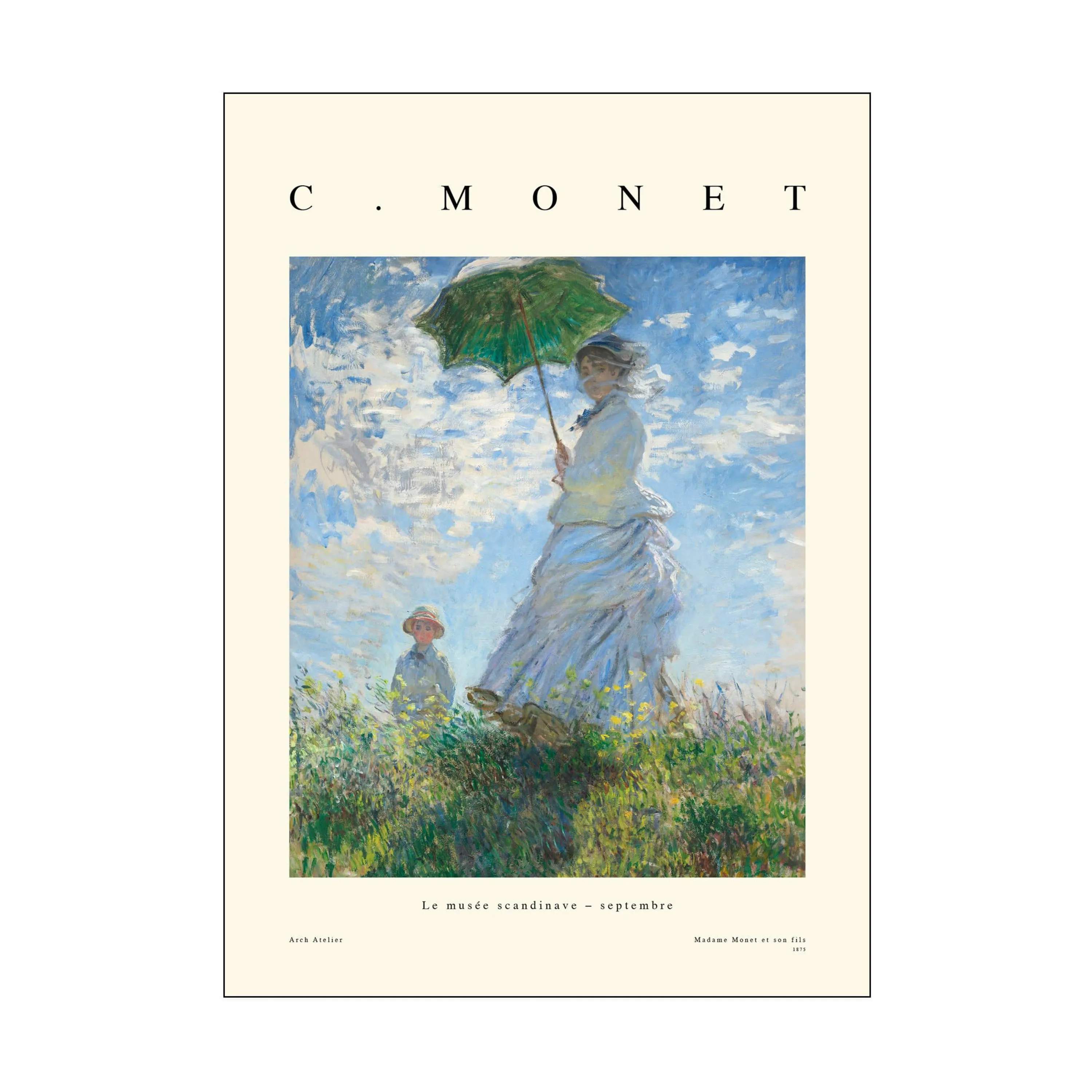 Plakat - Madame Monet et son fils, blå/grøn, large