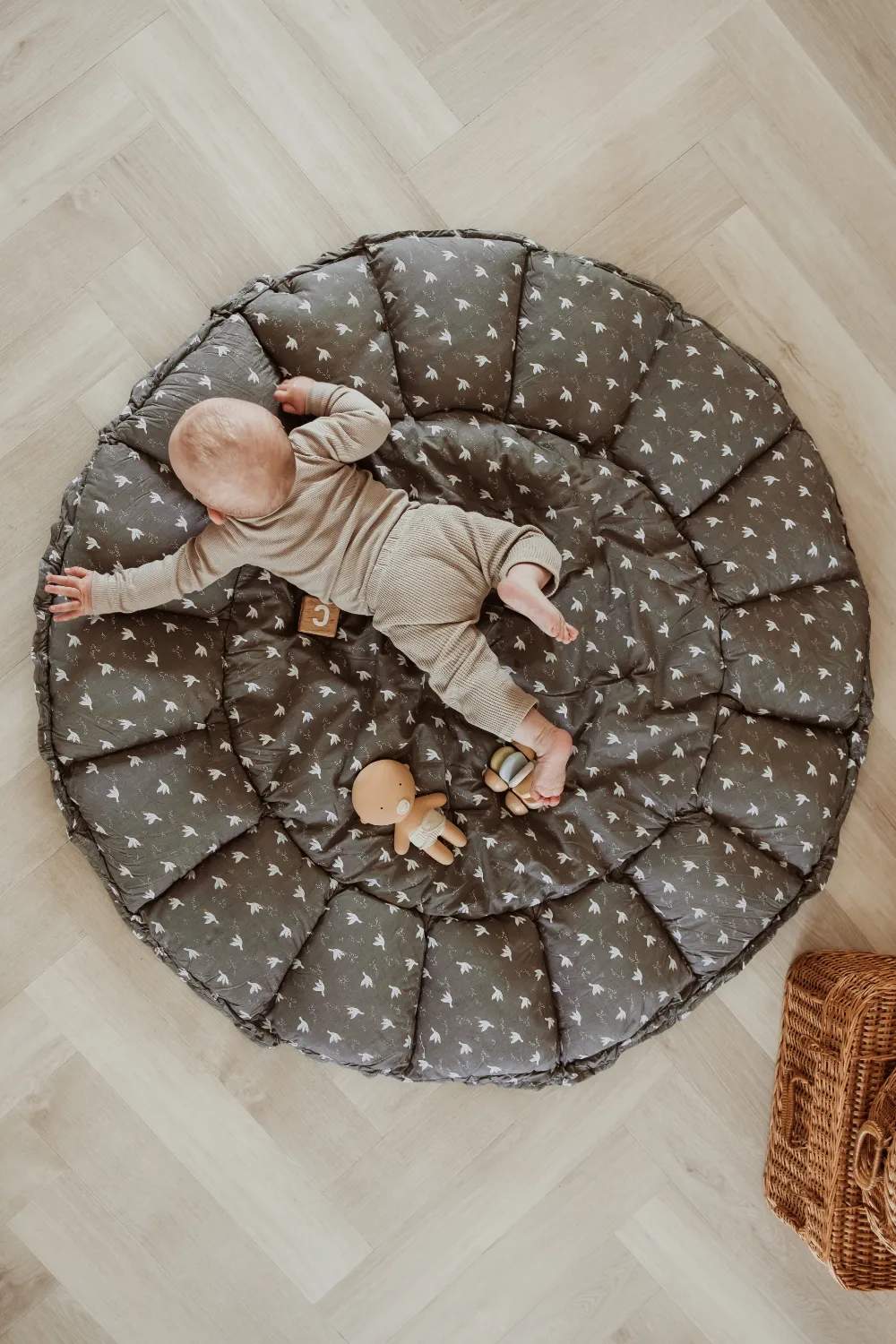 Play&Go Til børneværelset Bloom Babynest Legemåtte i Grøn m fugle, 3