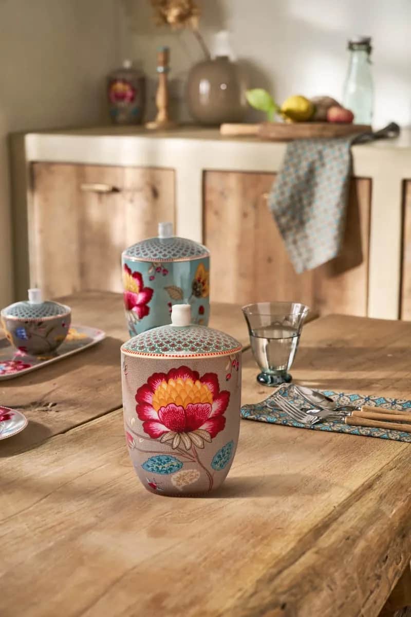 PIP Studio Krukker med låg Blooming Tales Opbevaringskrukke i Khaki, 2