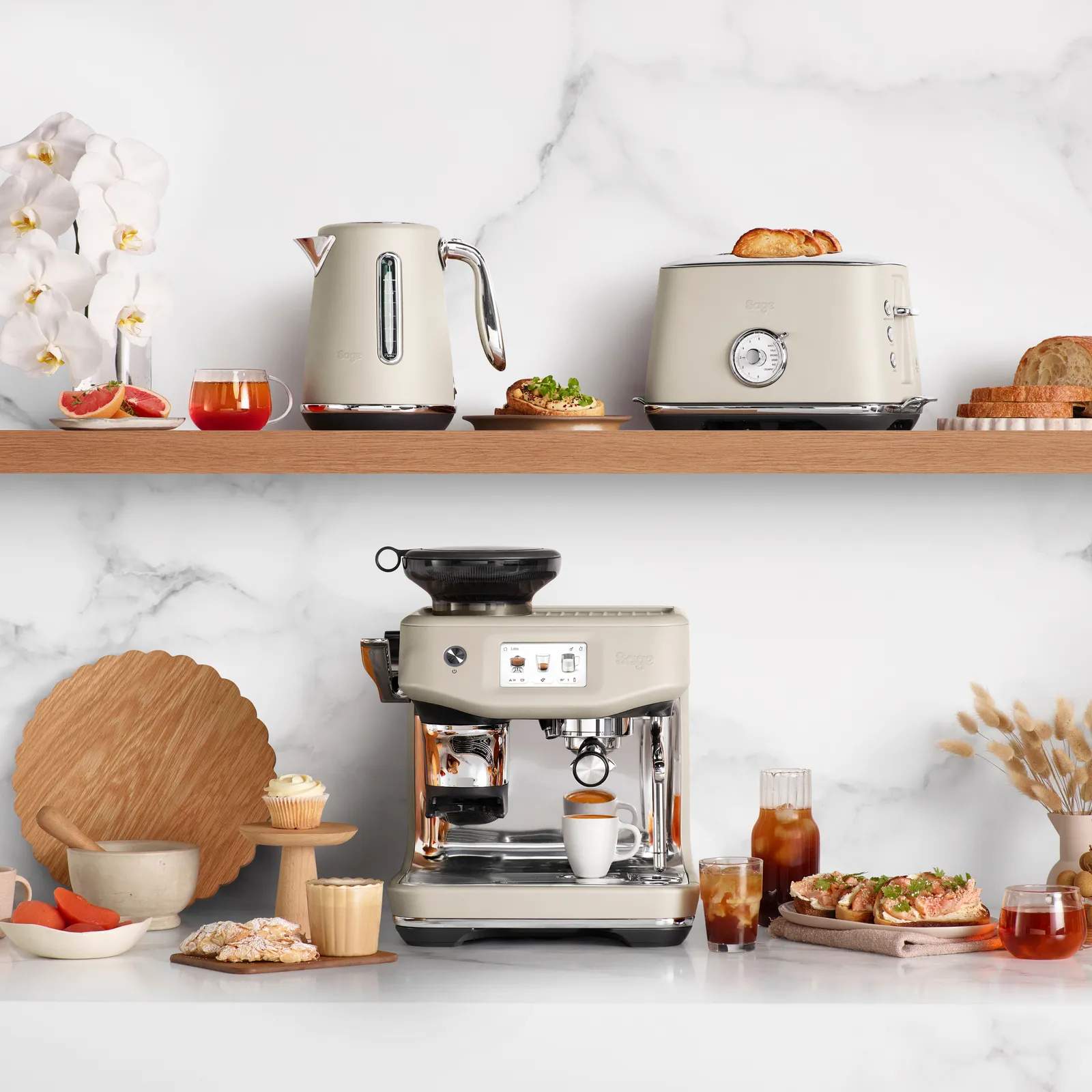 Sage Espressomaskiner Barista Touch™ Impress Espressomaskine SES 882 ALM i Almond Nougat, 2