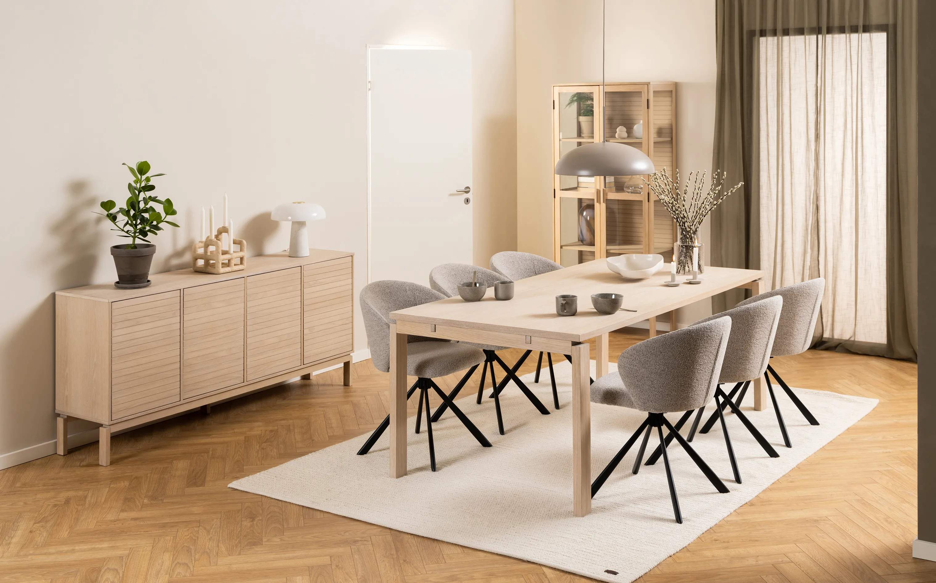 CASA Living Skabe Linley Skænk i Natur, H80 x B180 cm, 3