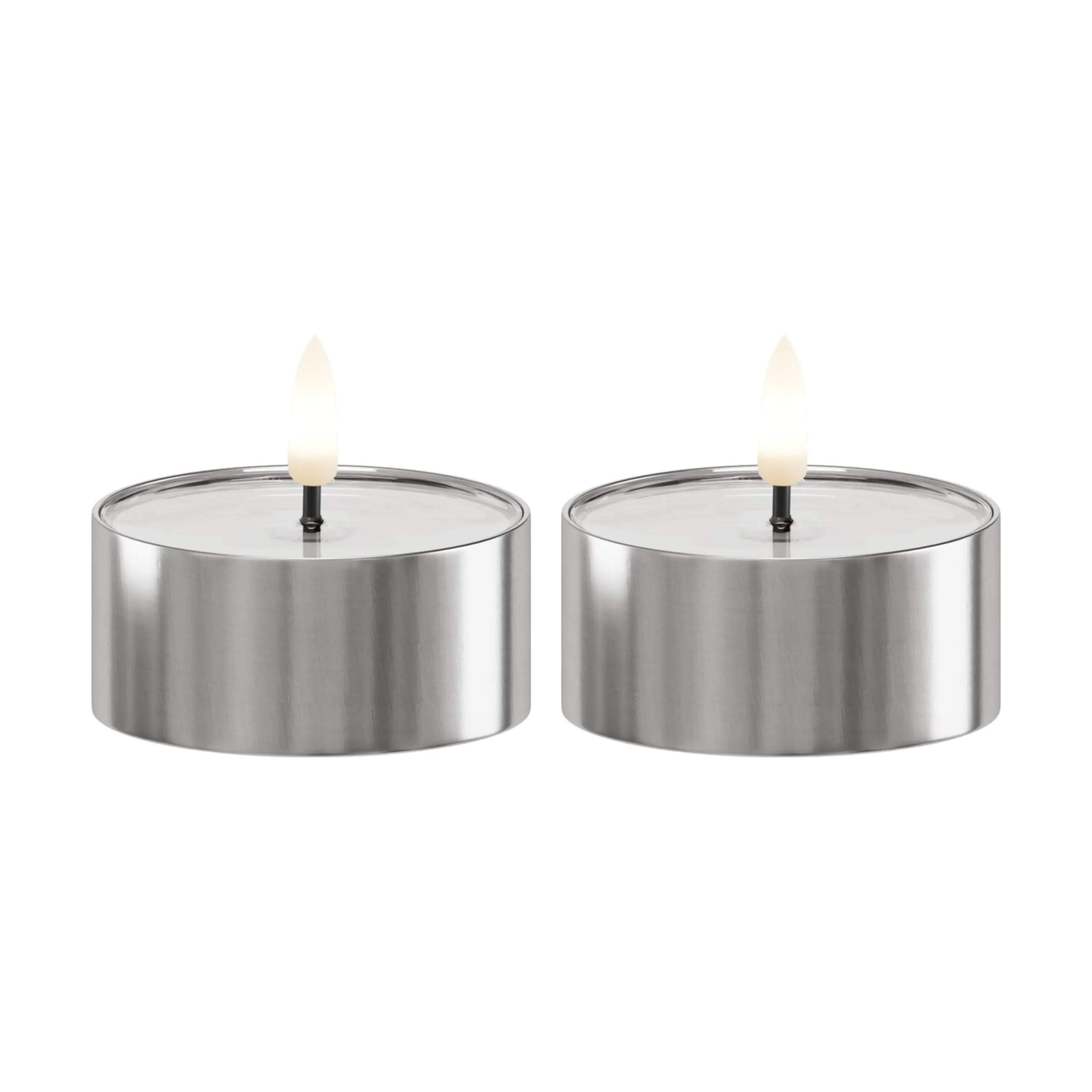 Deluxe Homeart LED-lys Udendørs LED Fyrfadslys - 2 stk. i Sølvfarvet, 6,5 cm, 1