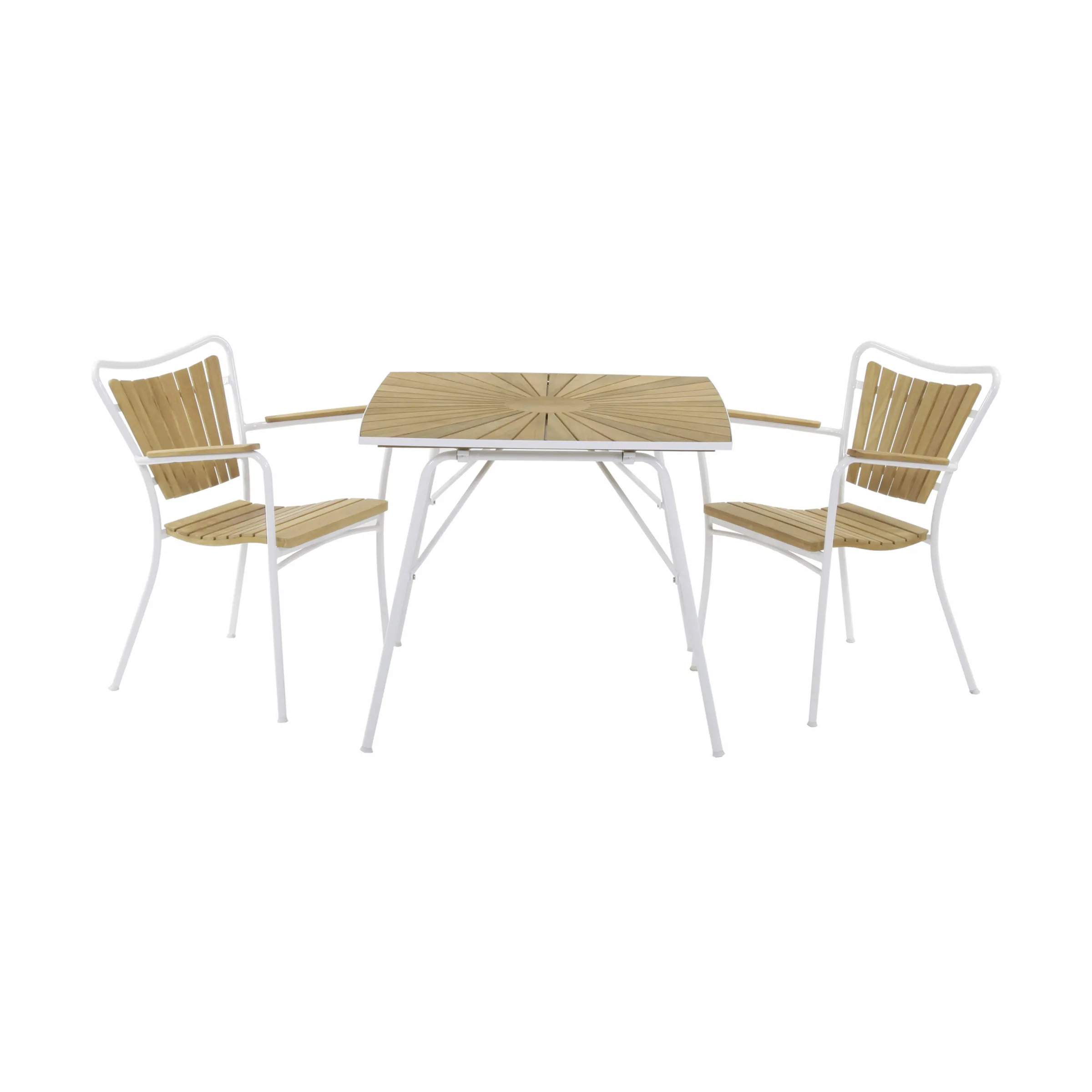 Marguerit Havemøbelsæt - 1 bord og 2 stole, hvid, large