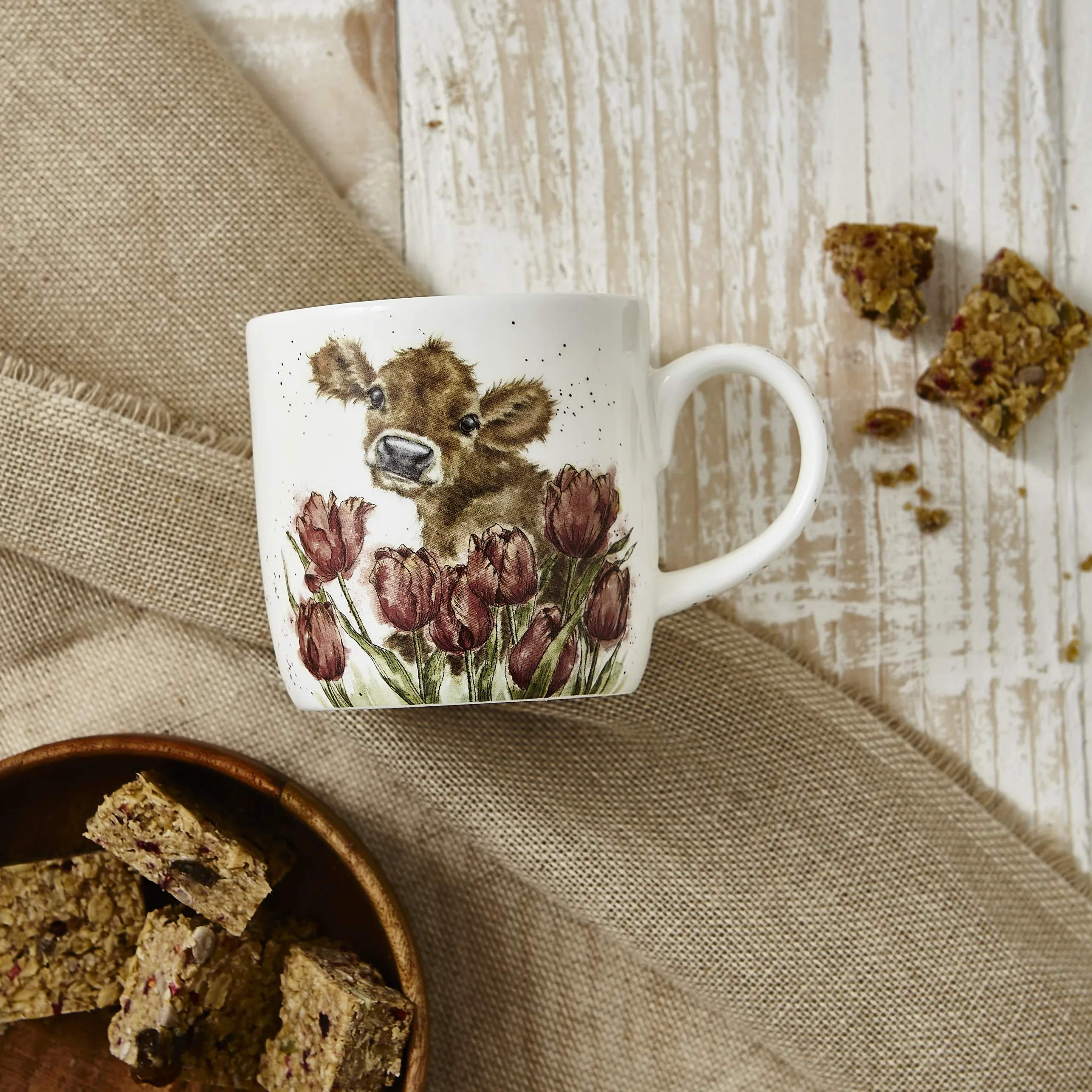 Royal Worcester Krus og kopper med hank Wrendale Krus - Bessie i Bessie ko, 2