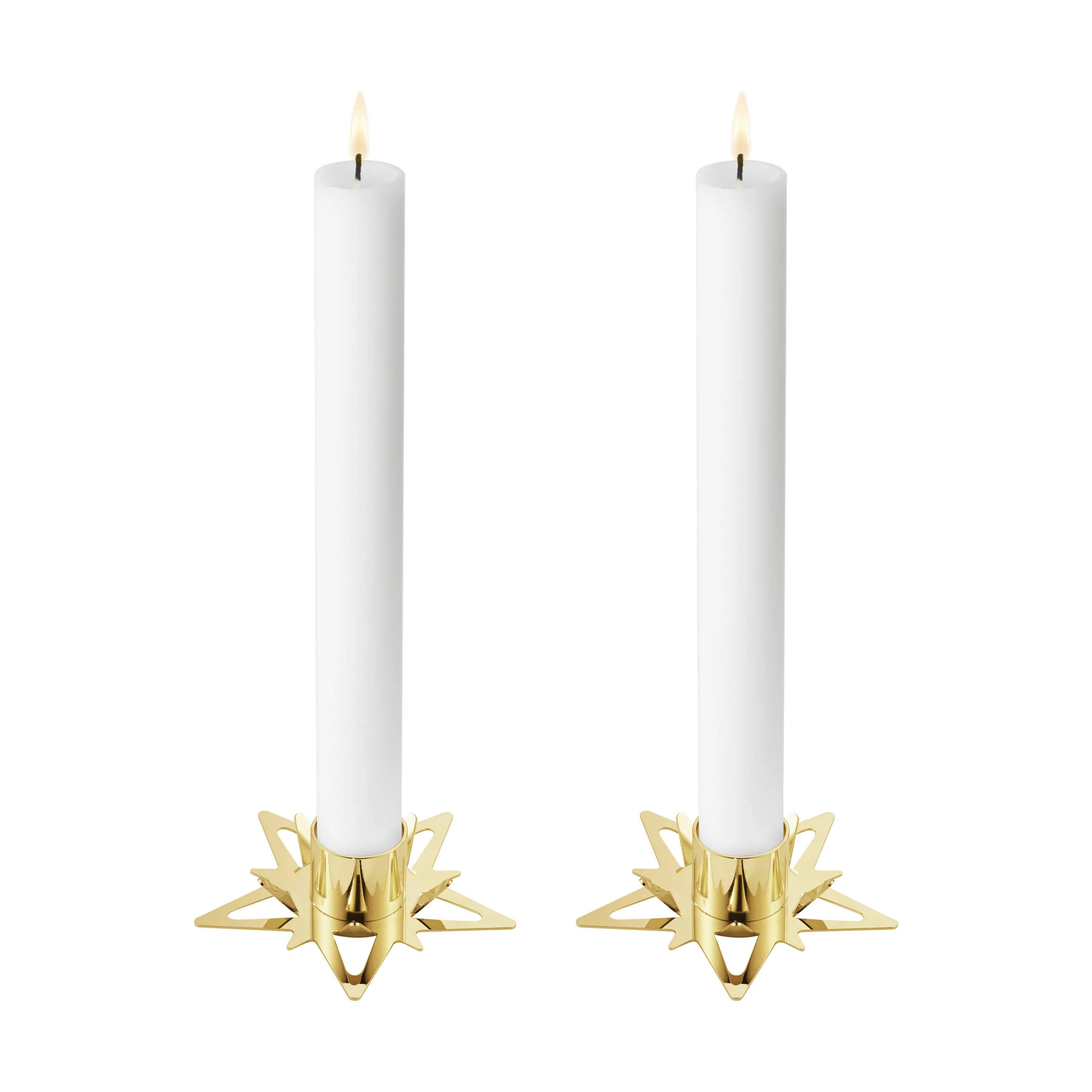 Georg Jensen Jule- og adventsstager Christmas Collectibles CC 2021 Stjerne Lysestage - 2 stk. i Guldfarvet, 2 cm, 2