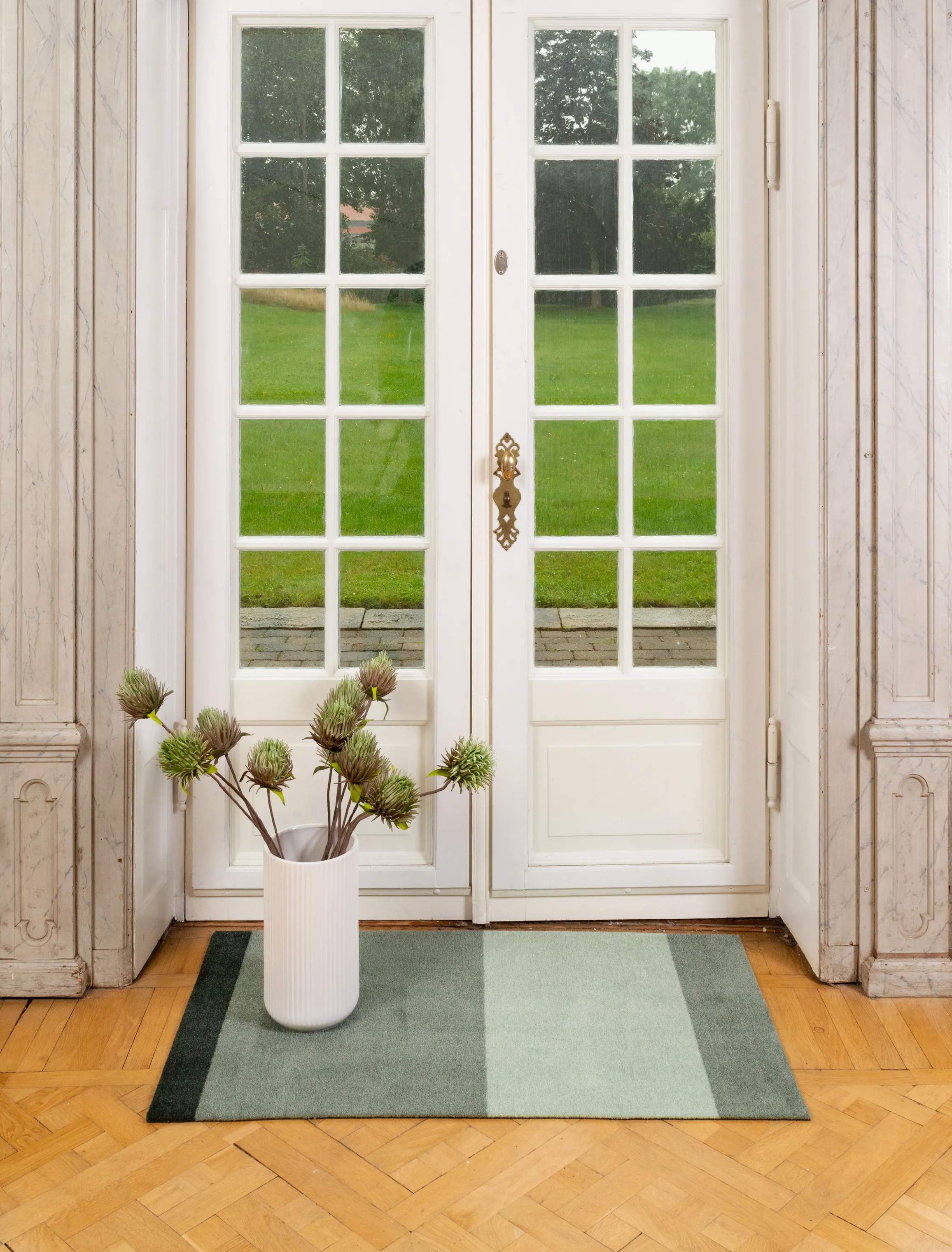 Tica Copenhagen Gulvtæpper Stripes Horisontal Gulvtæppe i Lysgrøn/støvetgrøn/mørkegrøn, B67 x L120 cm, 4