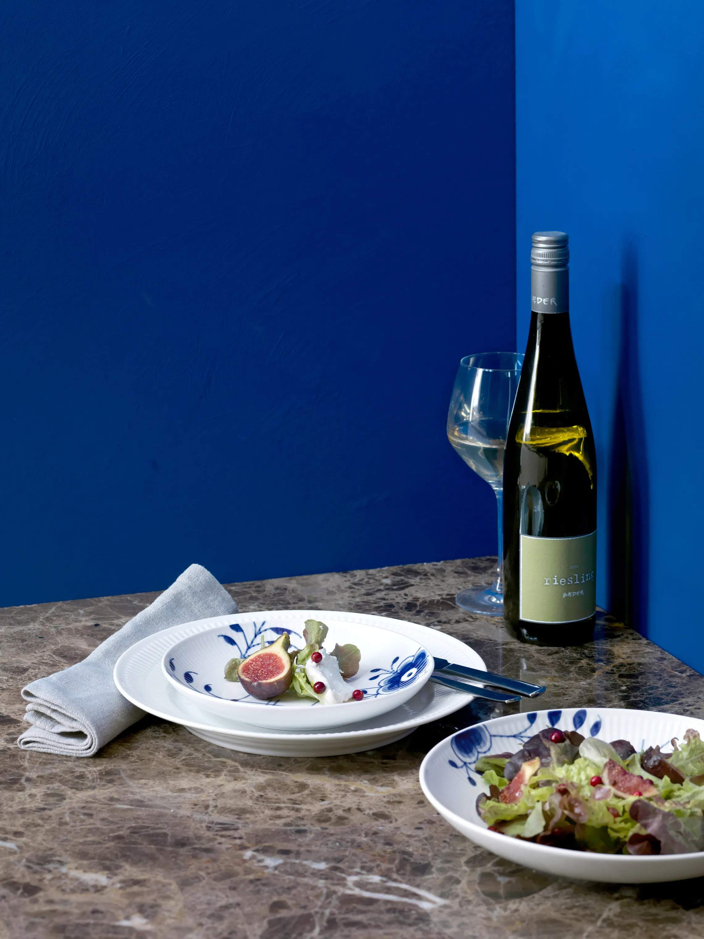 Royal Copenhagen Frokosttallerkener Blå Mega Riflet Moderne Tallerken i Blå, 20 cm, 2