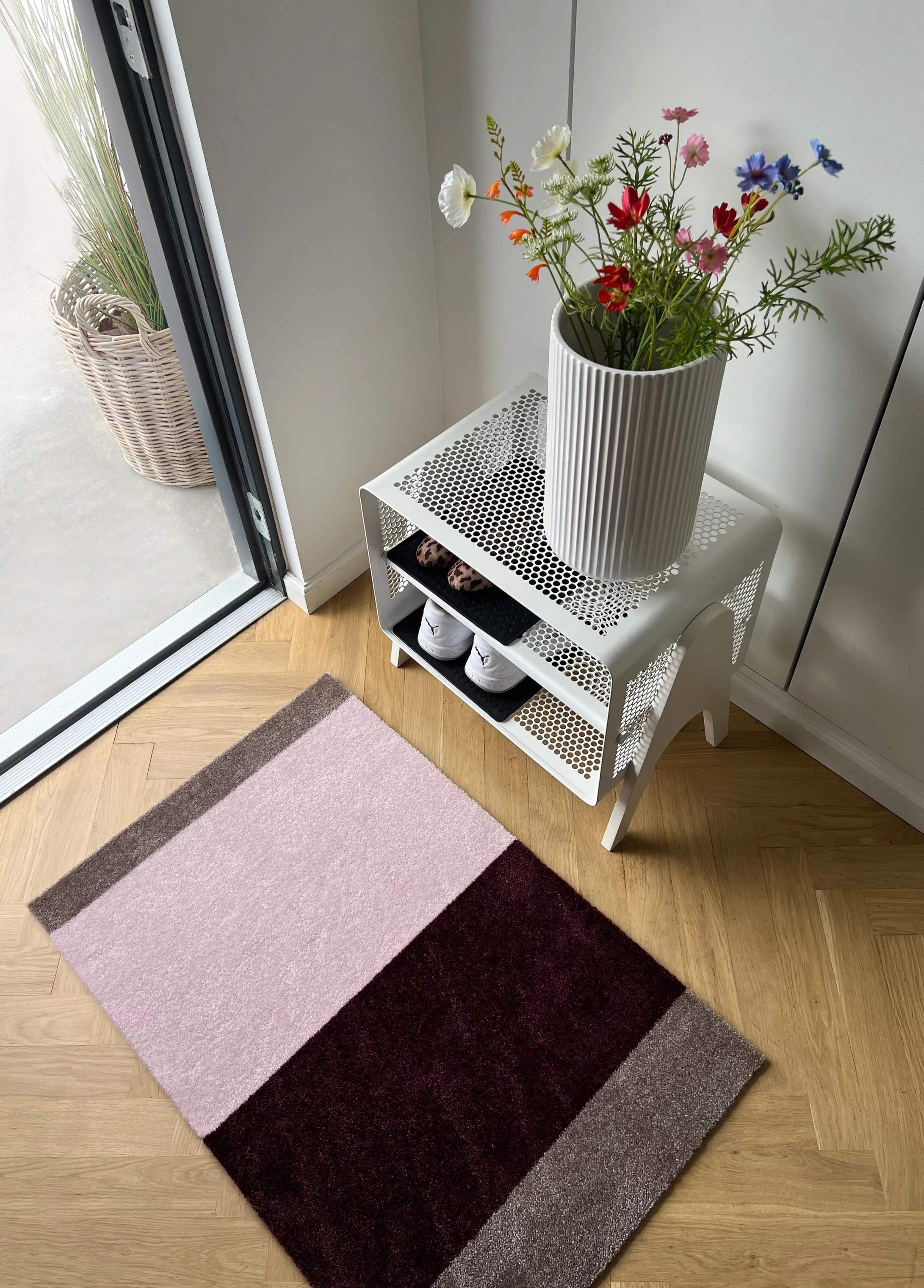 Tica Copenhagen Dørmåtter Stripes Horisontal Gulvmåtte i Bordeaux/Rosa/Sand, B60 x L90 cm, 4