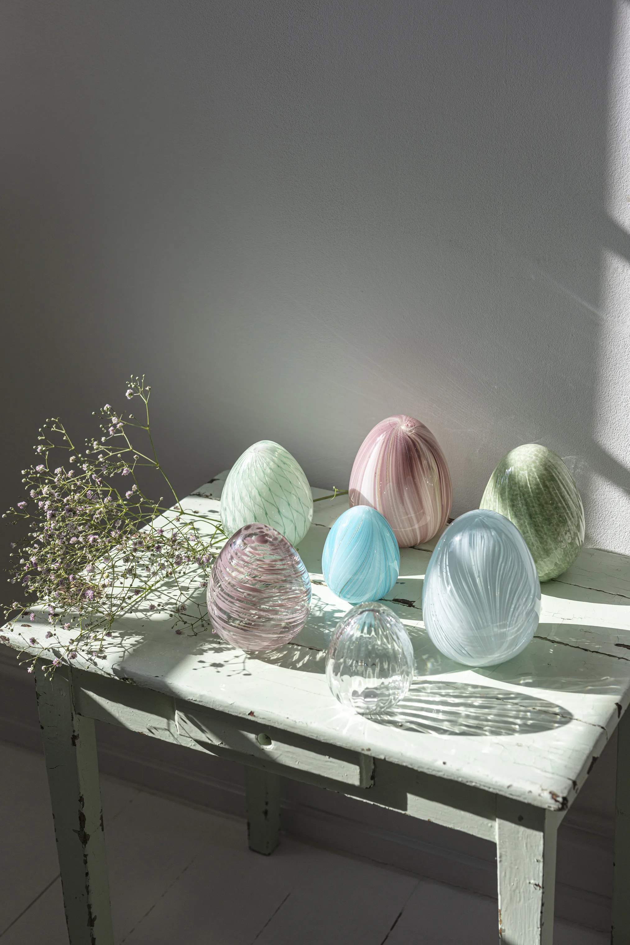 CASA Living Påskeæg og ophæng Dekorationsæg i Grøn m. striber, 14 cm, 2