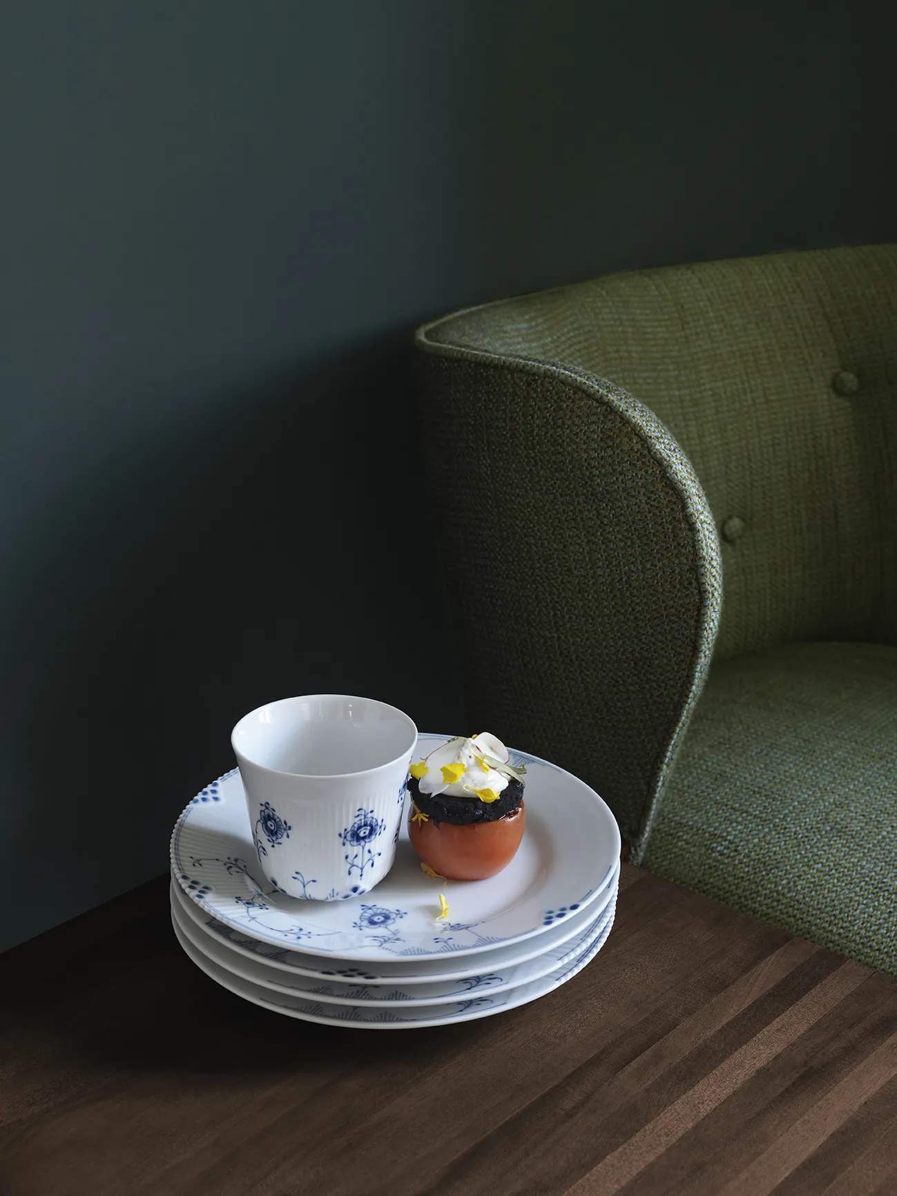 Royal Copenhagen Frokosttallerkener Blå Elements Frokosttallerken i Koboltblå/hvid, 22 cm, 3