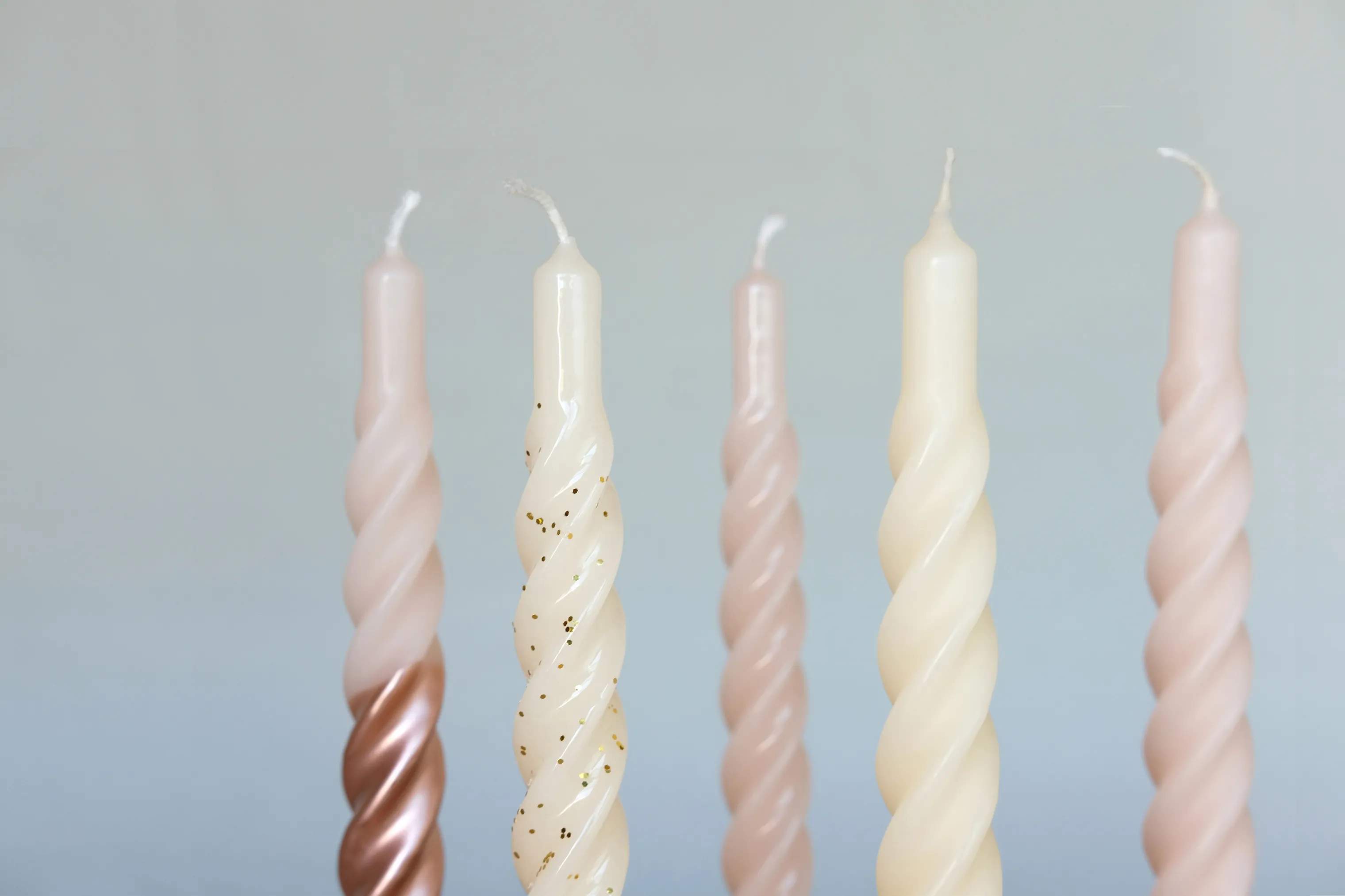 Candles with a twist Kronelys Lys - 6 stk. i Rose/Roseguld, 21 cm, 2