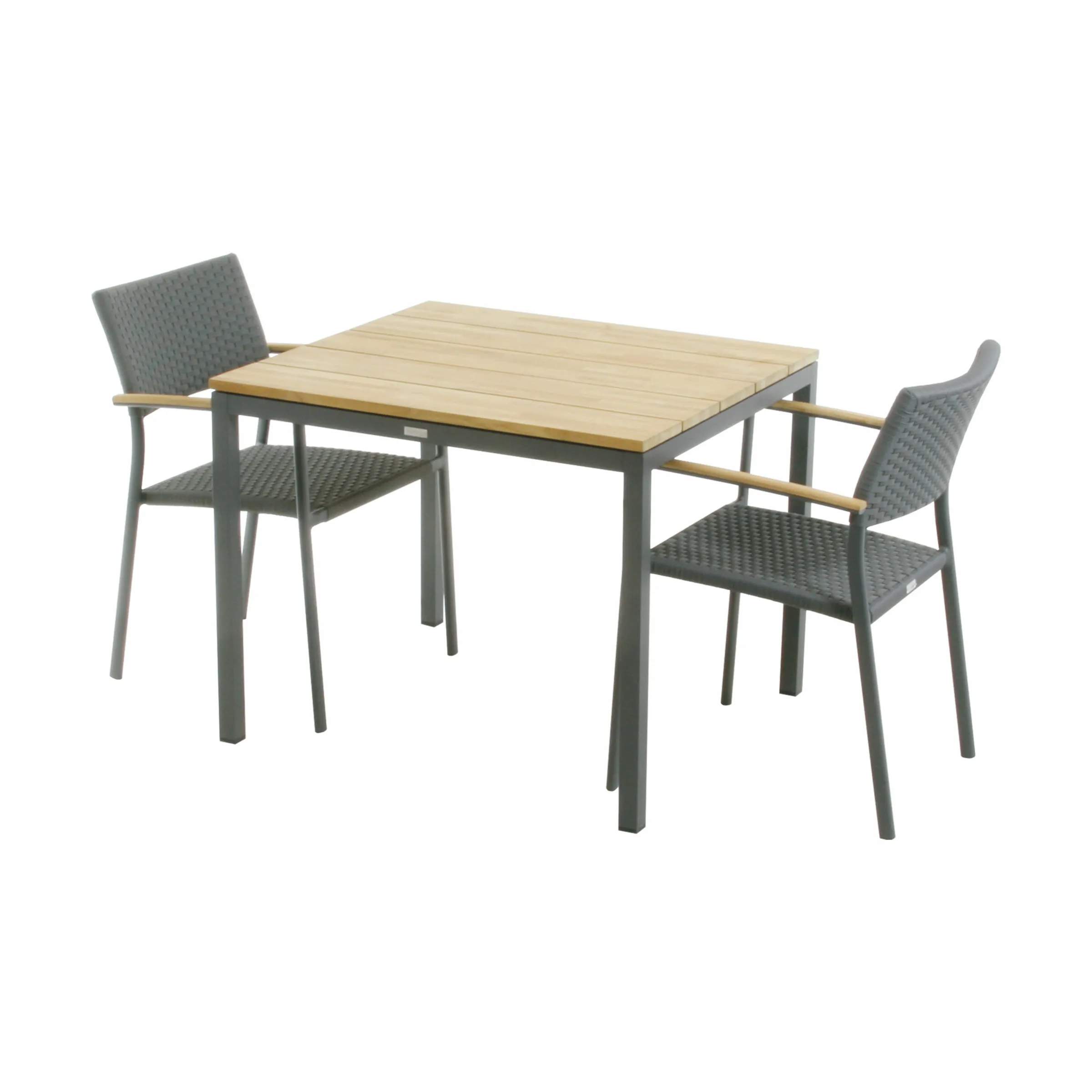 Toscana Siena Havemøbelsæt - 1 bord og 2 stole, antracit/teak, large