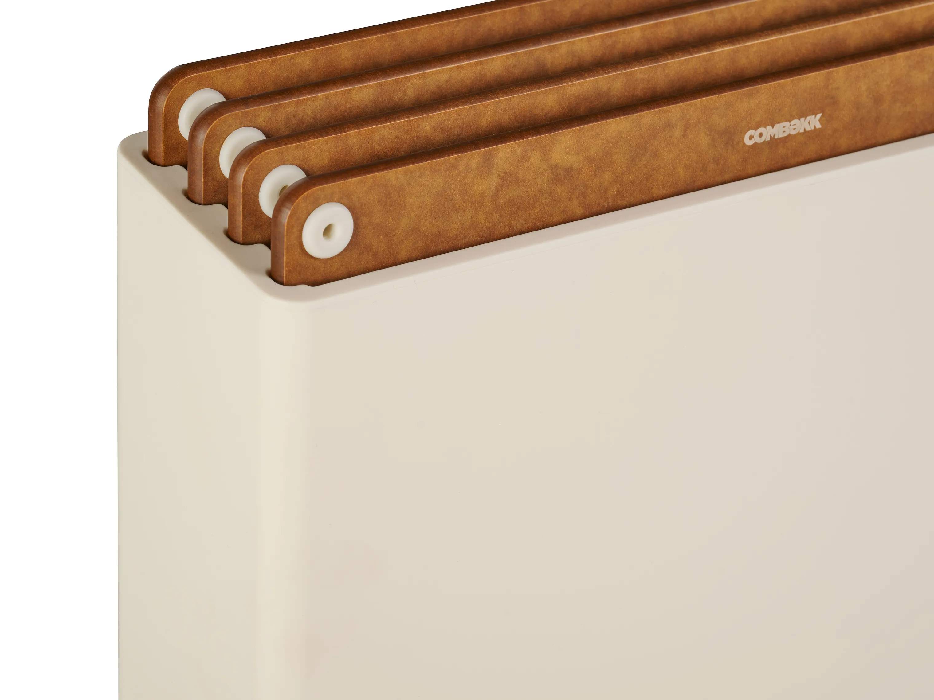 Combekk Skærebrætter Skærebræt m. Holder - 4 stk. i Brun/beige, 2