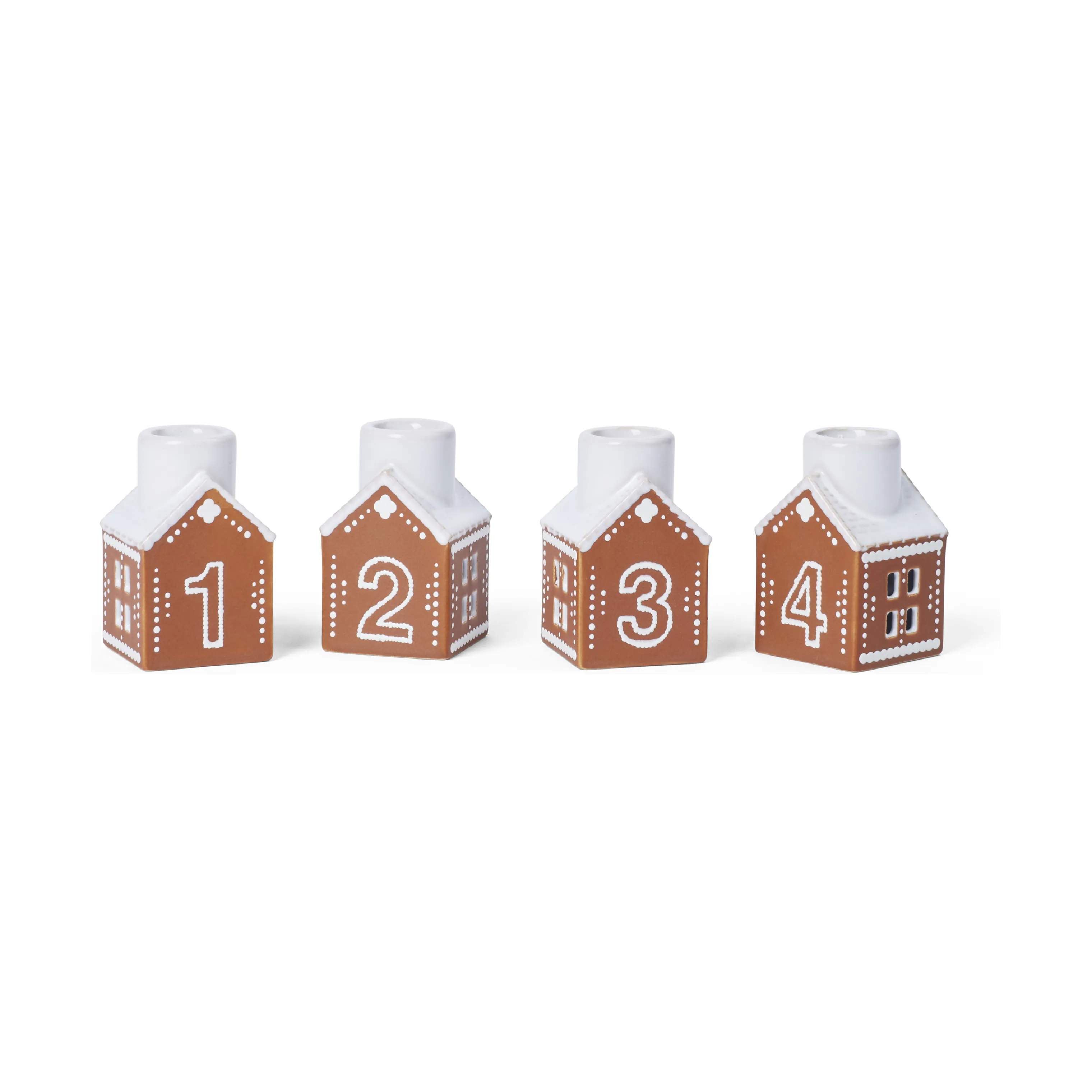Kähler Jule- og adventsstager Gingerbread Adventsstage - 4 stk. i Brun, 9