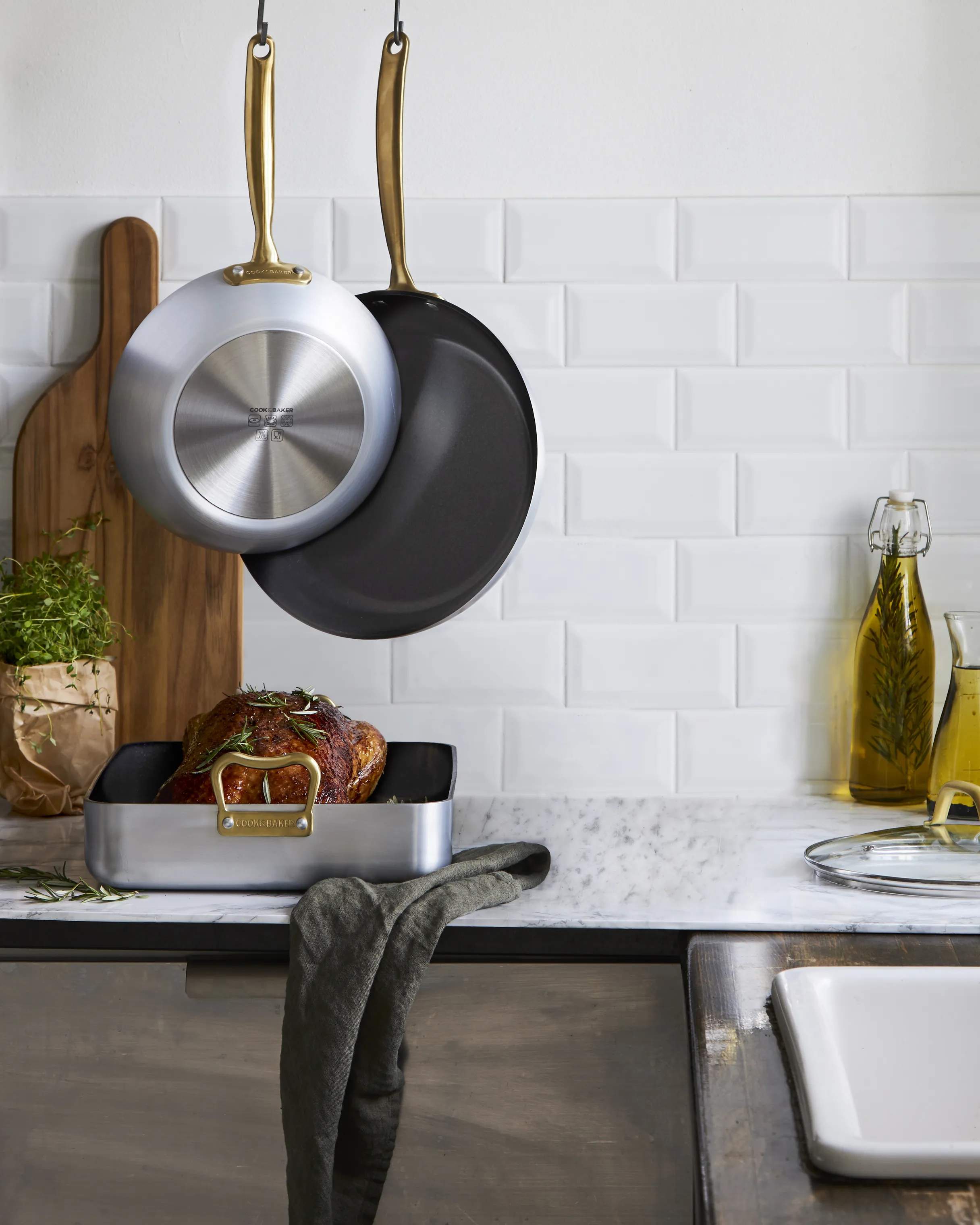 Cook & Baker Wokpander Premium Wok i Sølvfarvet/guldfarvet, 3