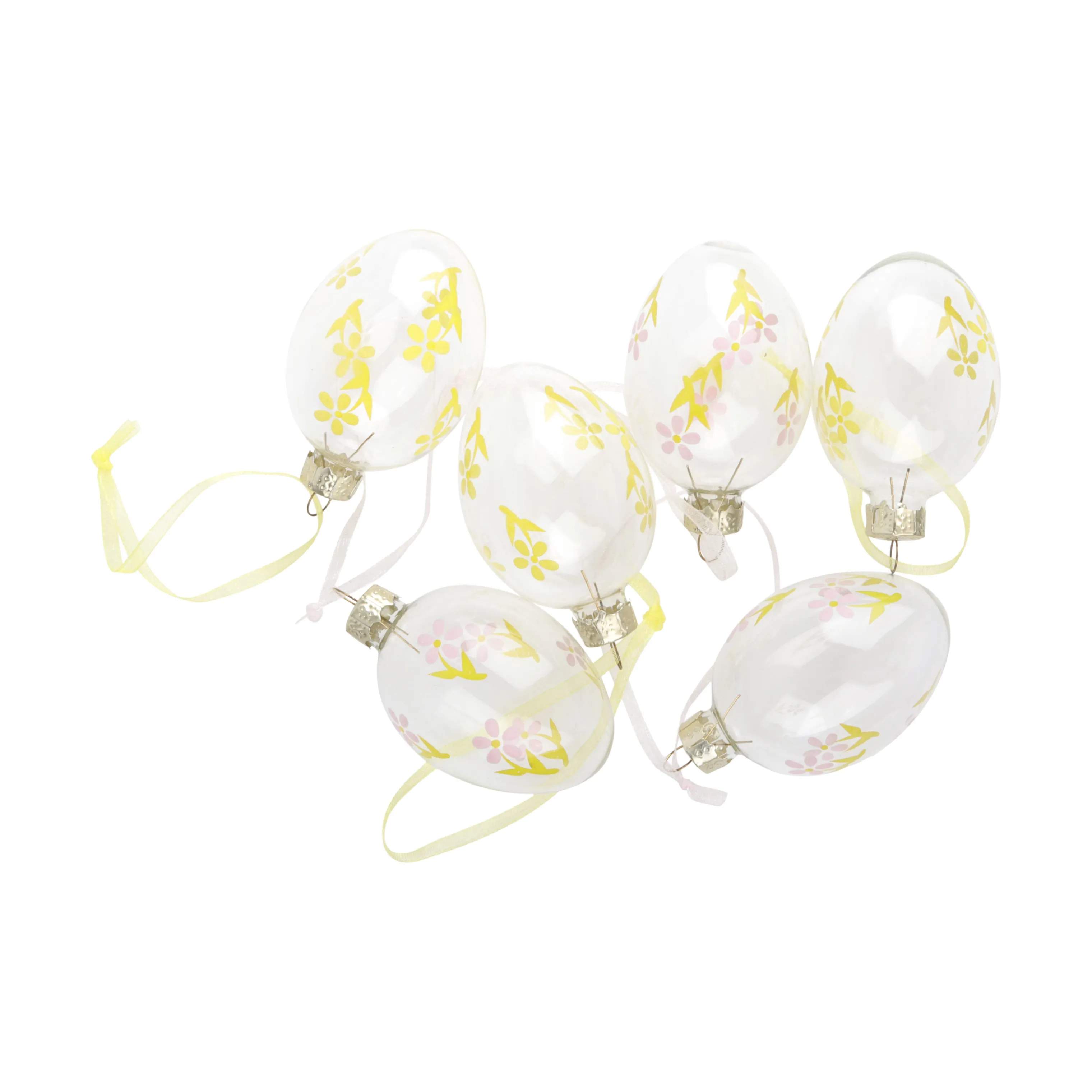CASA Living Påskeæg og ophæng Glasæg - 6 stk. i rosa + gul, 1