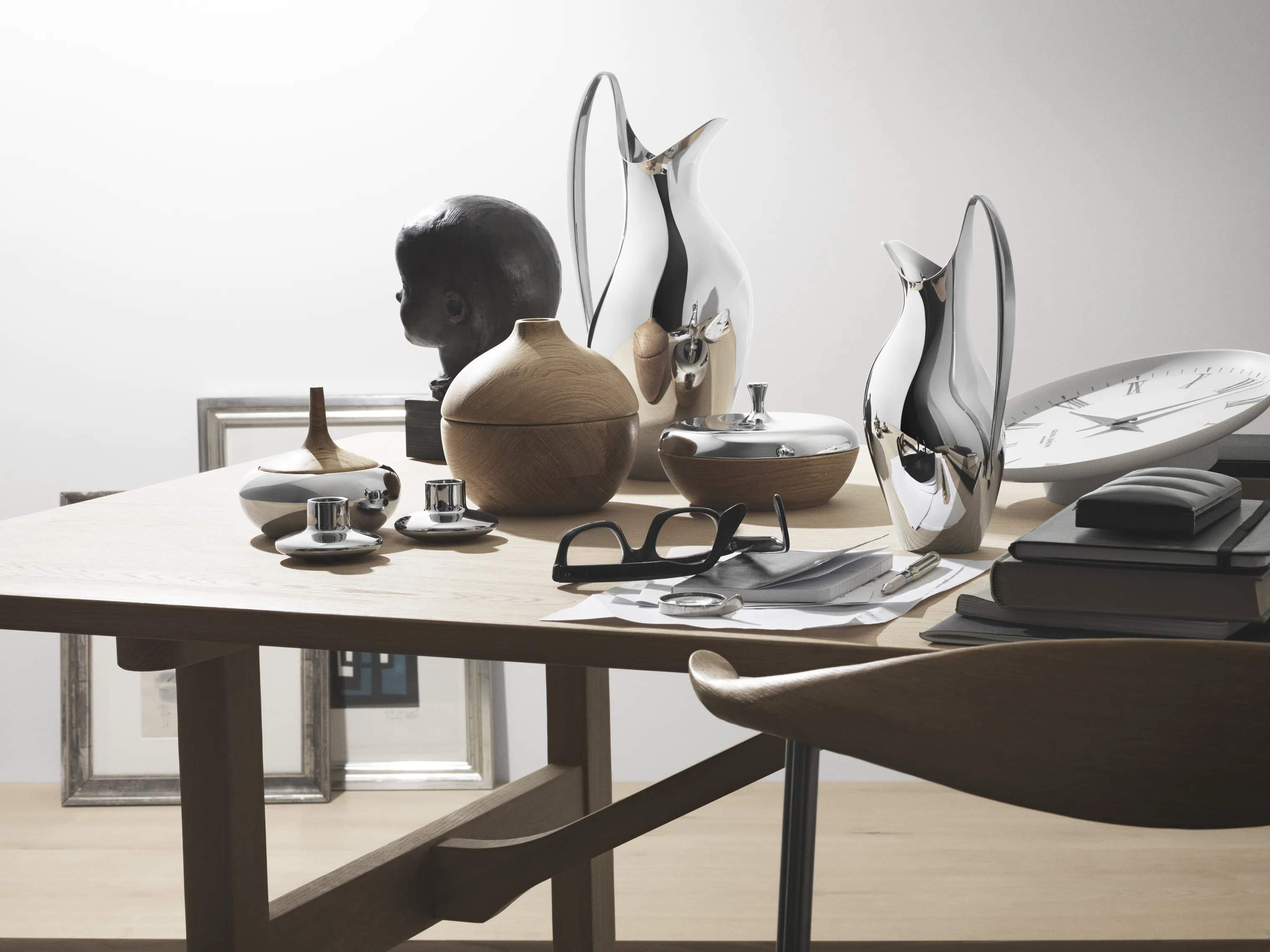 Georg Jensen Bonbonniere Henning Koppel Koppel Turnip Bonbonniere i Stål/egetræ, 16 cm, 3