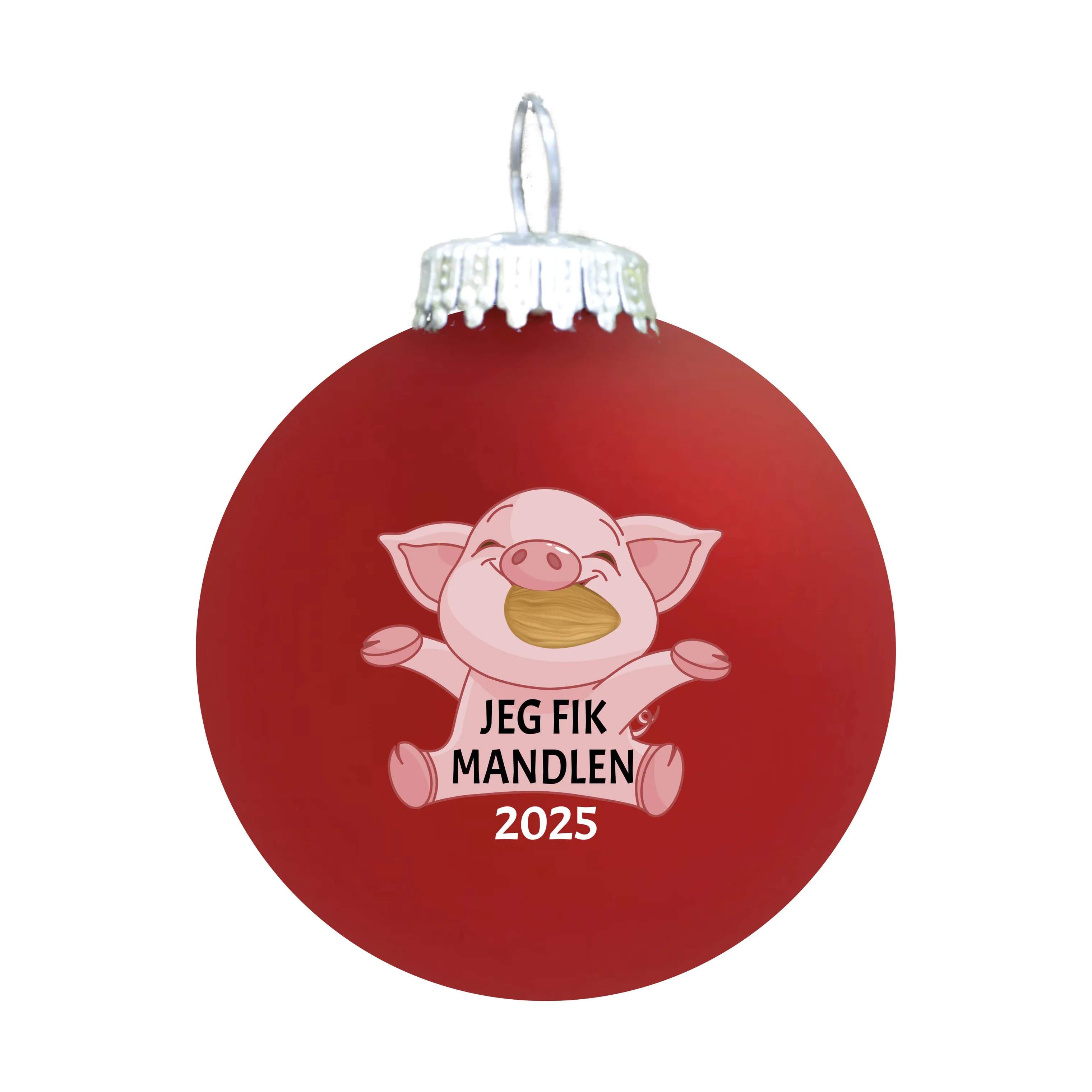 Julekugle - Jeg fik mandlen 2025, rød, large