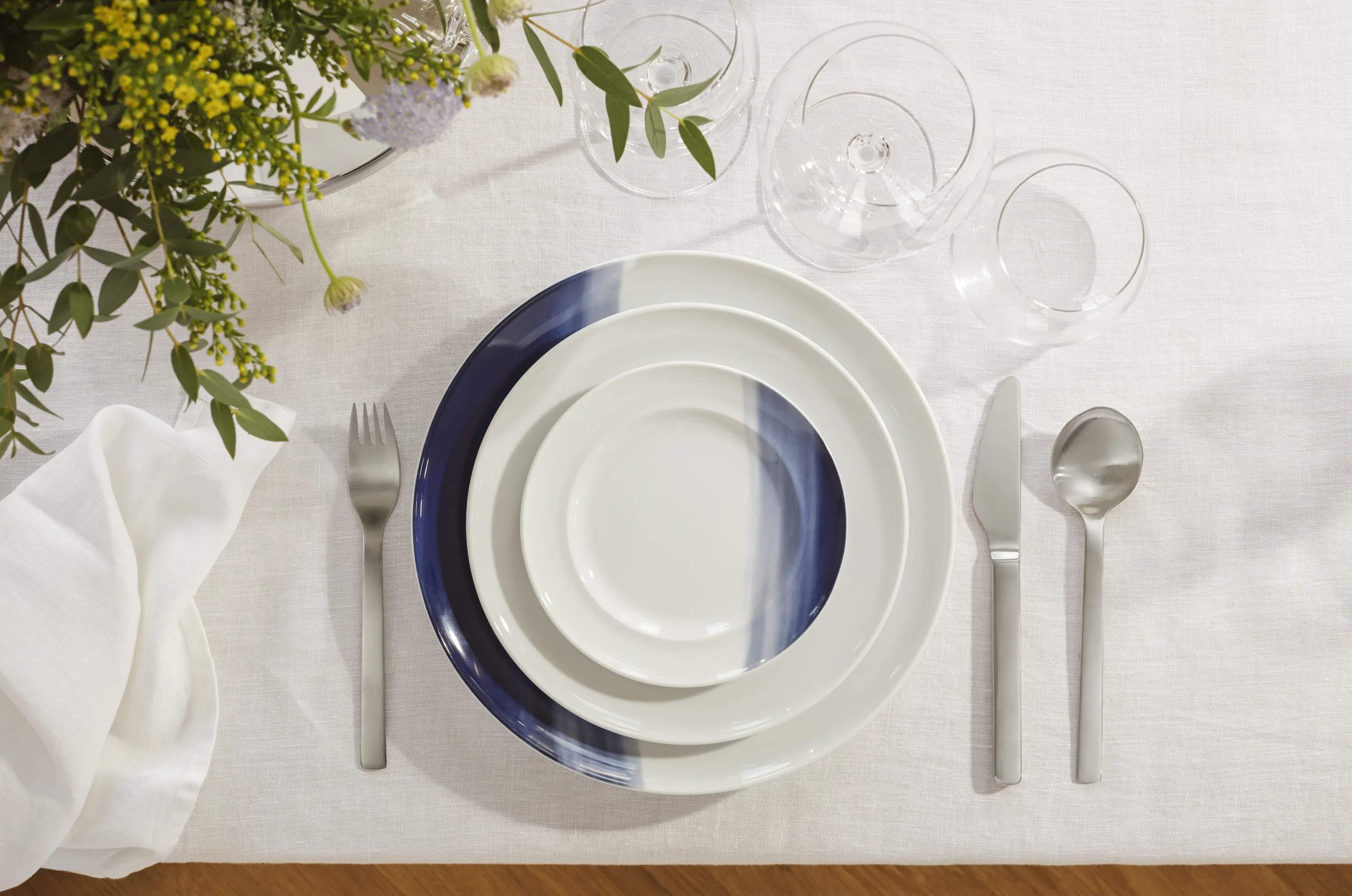 Georg Jensen Kagetallerkener Henning Koppel Koppel Decor Sidetallerken i Hvid/Blå, 2