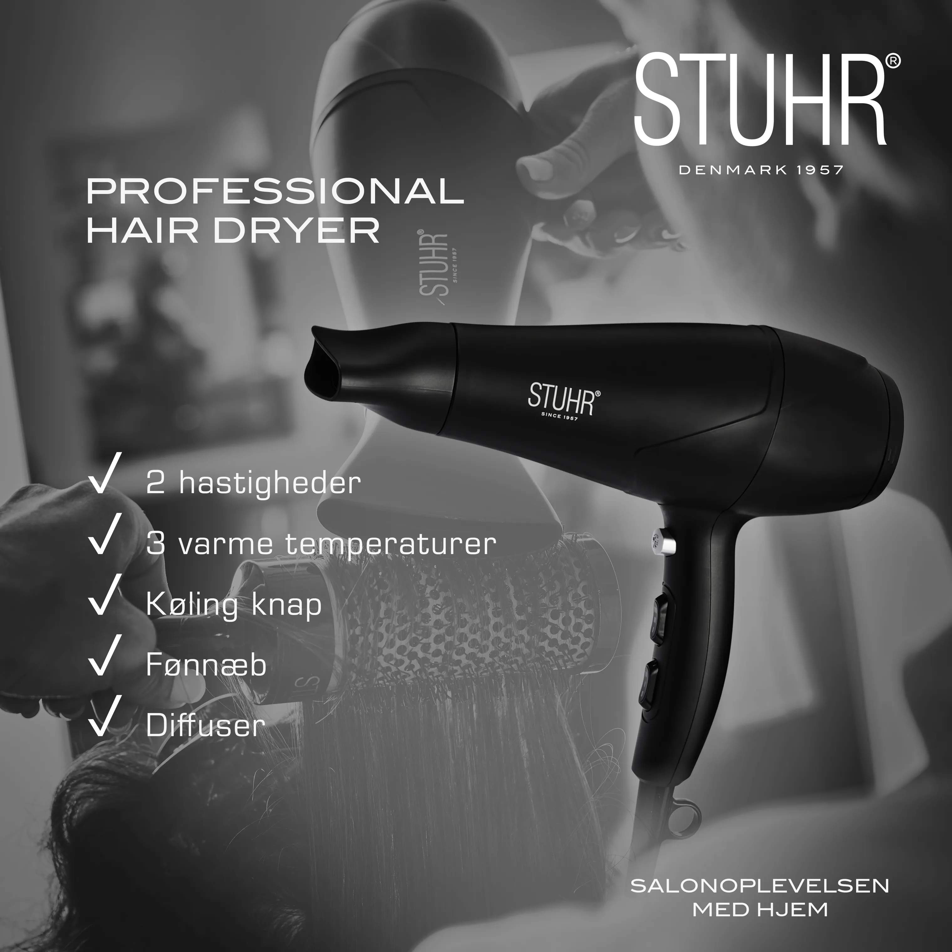 Stuhr Hårtørrere Stuhr Professional Professional Hårtørrer i Sort, 8
