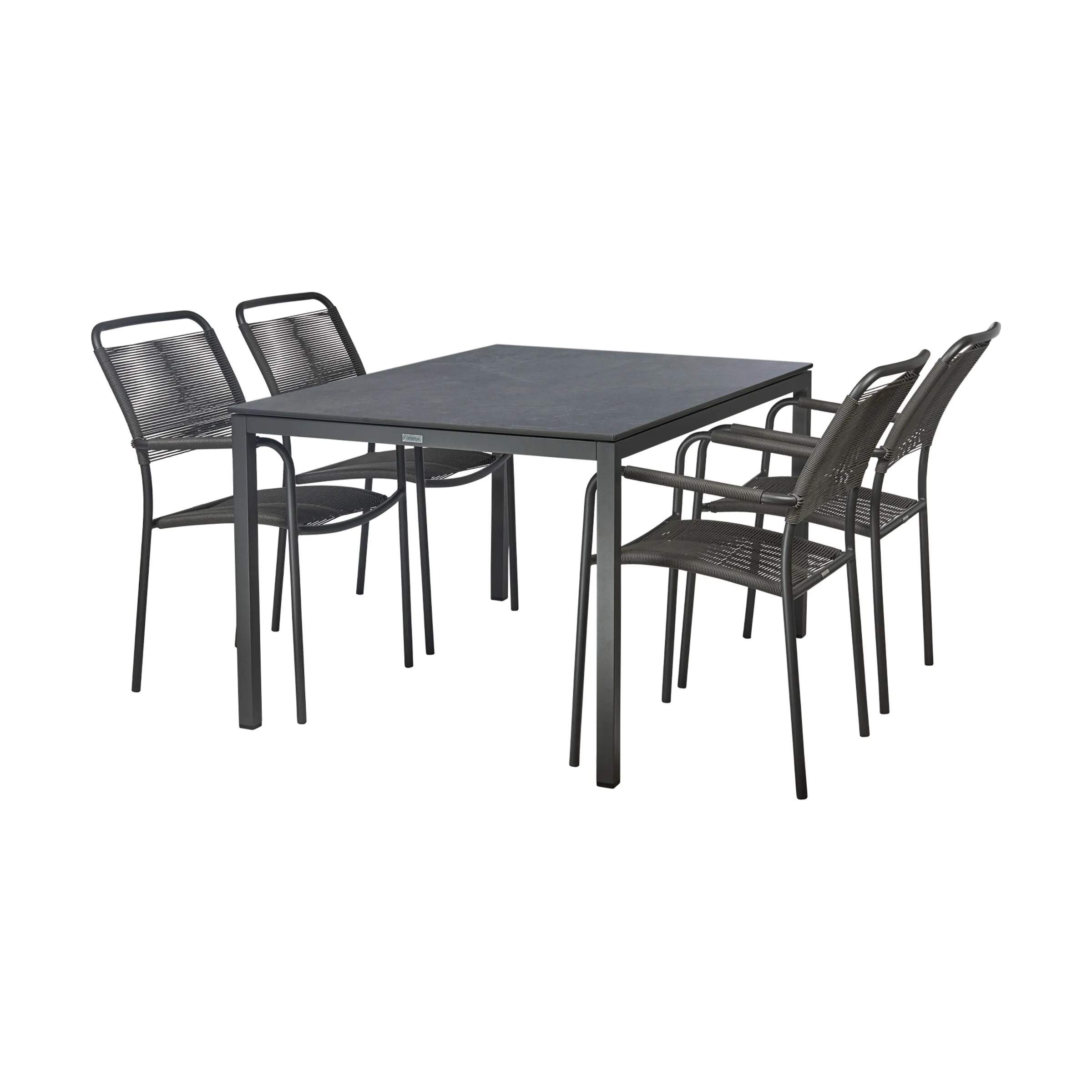 Mandalay Havemøbelsæt Pure Havemøbelsæt - 4 dele i antracit, 1 bord (L132) med 4 stole, 1