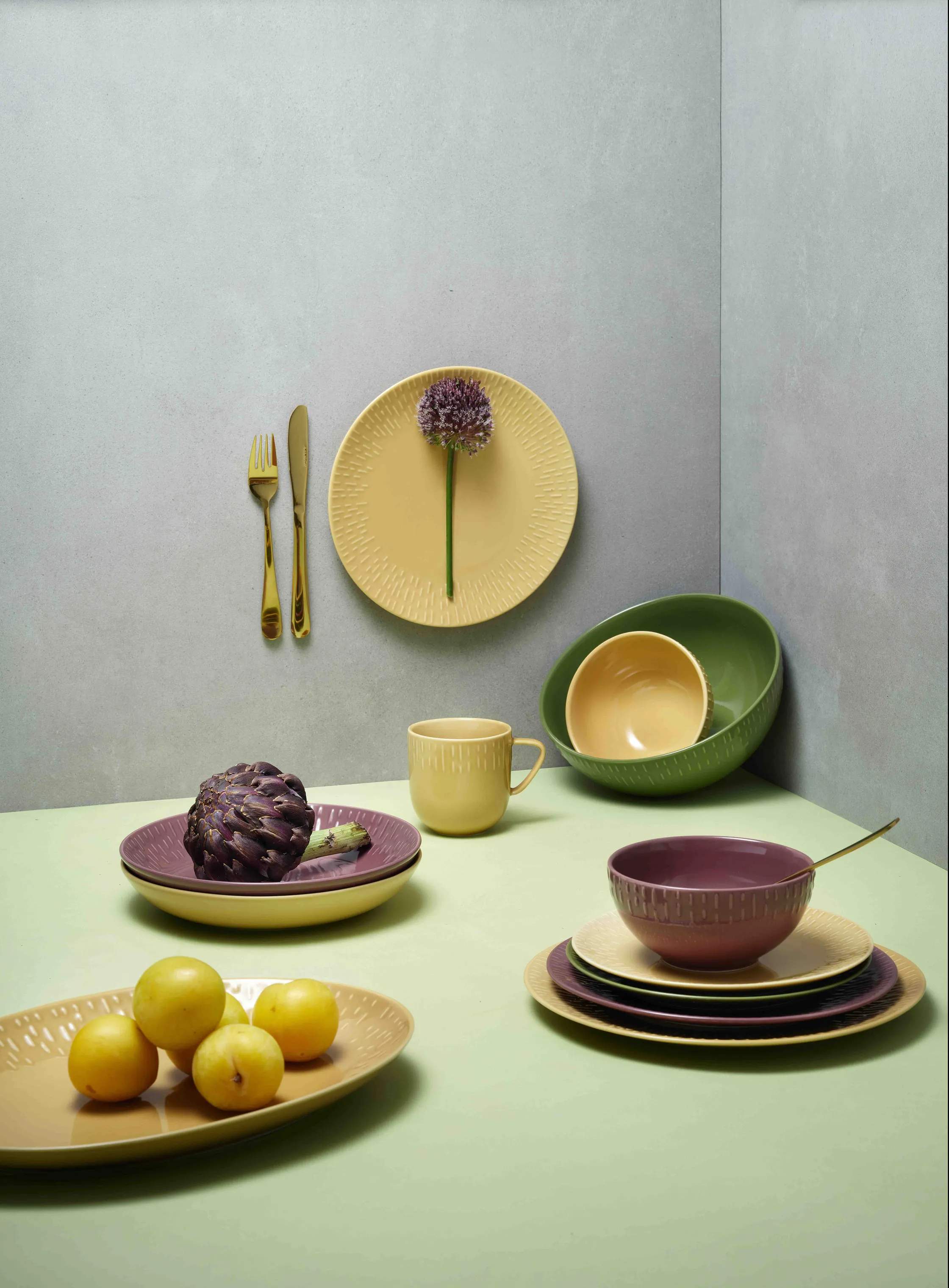 Life In Colour Serveringsfade Confetti Ovalt fad i Mustard, 4