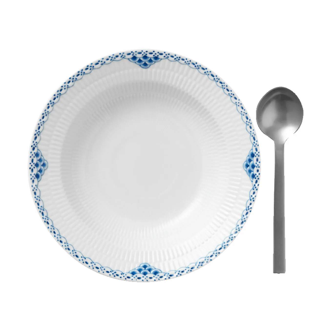Royal Copenhagen Dybe tallerkener Prinsesse Dyb Tallerken i Koboltblå/hvid, 21 cm, 2