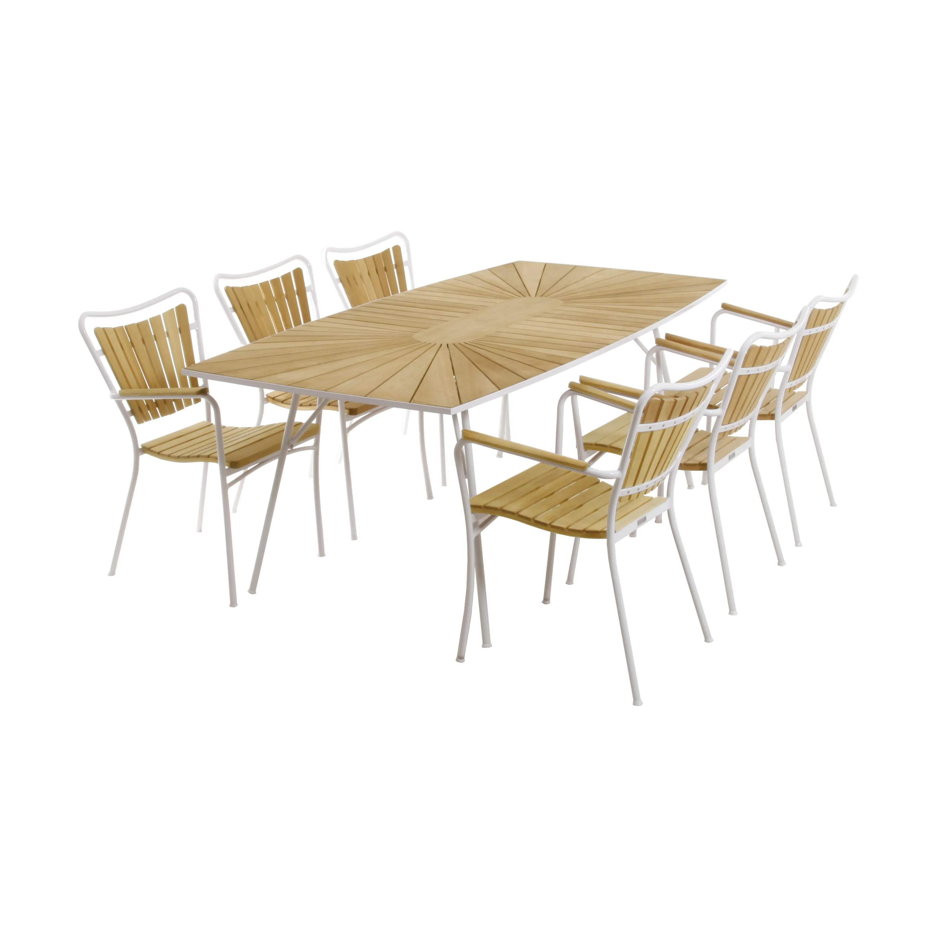 Marguerit Havemøbelsæt - 1 bord og 6 stole, hvid, large