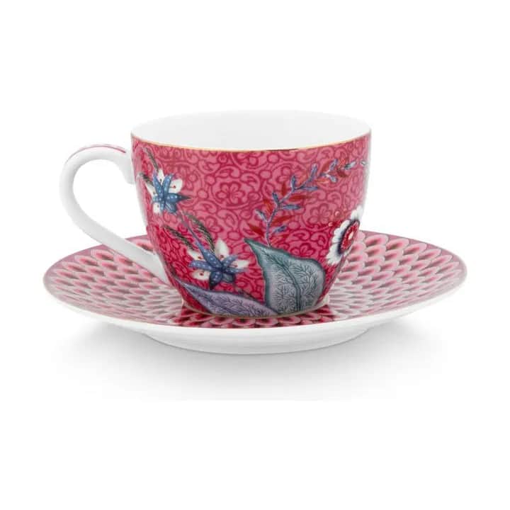 PIP Studio Krus og kopper med hank Flower Festival Kop m. underkop - 2 stk. i Pink, 4