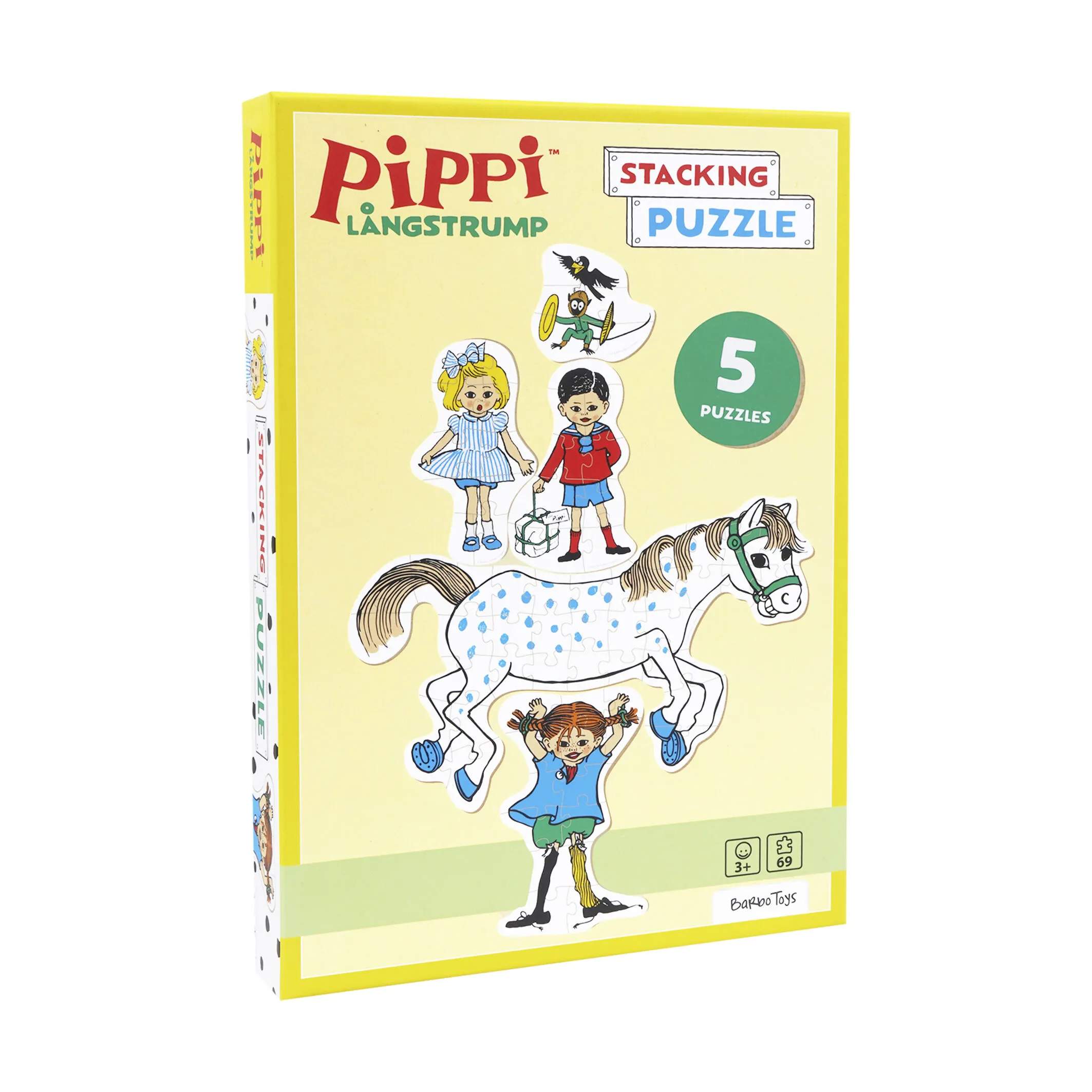 Barbo Toys Spil Pippi Langstrømpe Pippi Langstrømpe Stablepuslespil - 5 stk. i Multifarvet, 3
