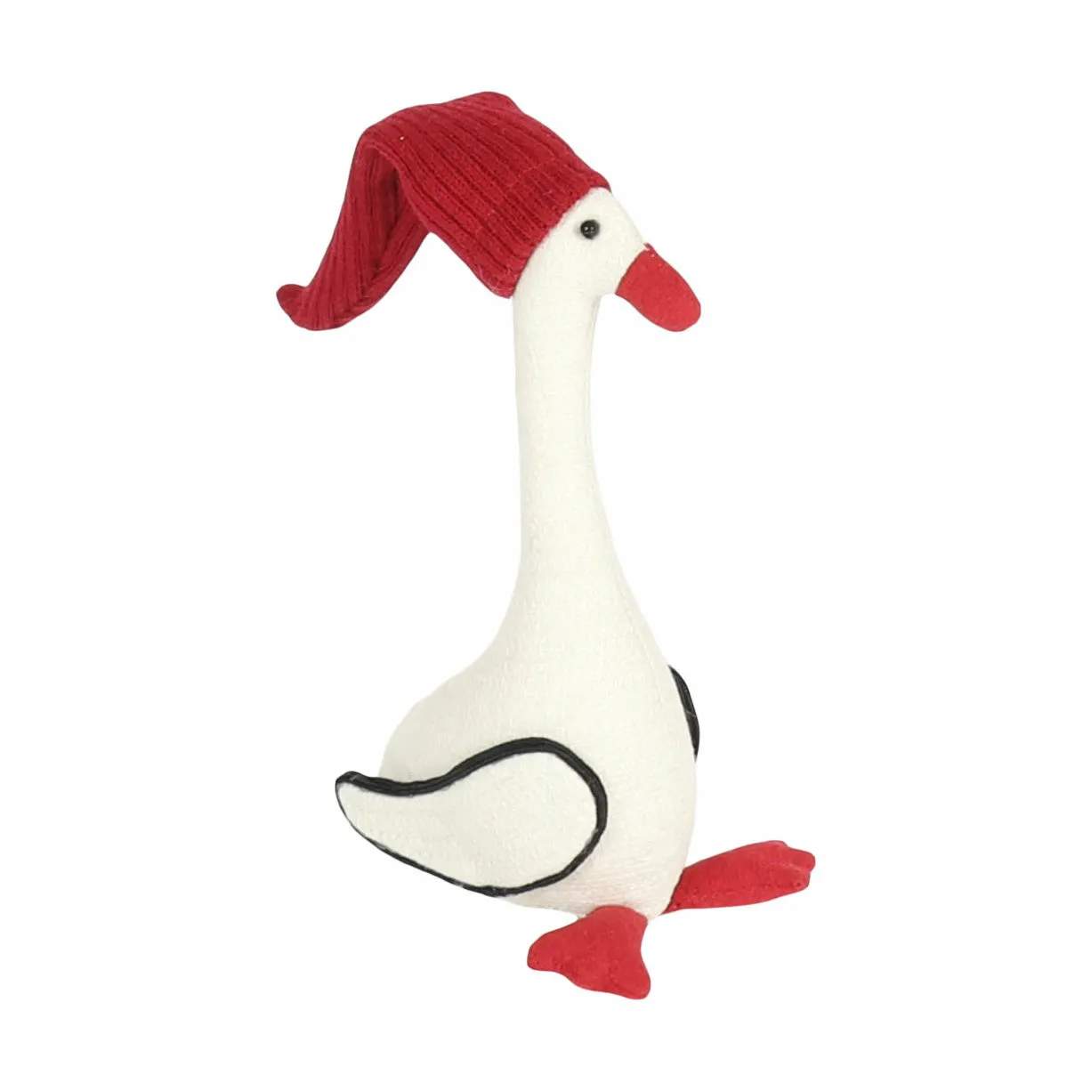 Casa Christmas Dyrefigurer Santas Memories Julegås m. Nissehue i Hvid/Rød, 20 cm, 1