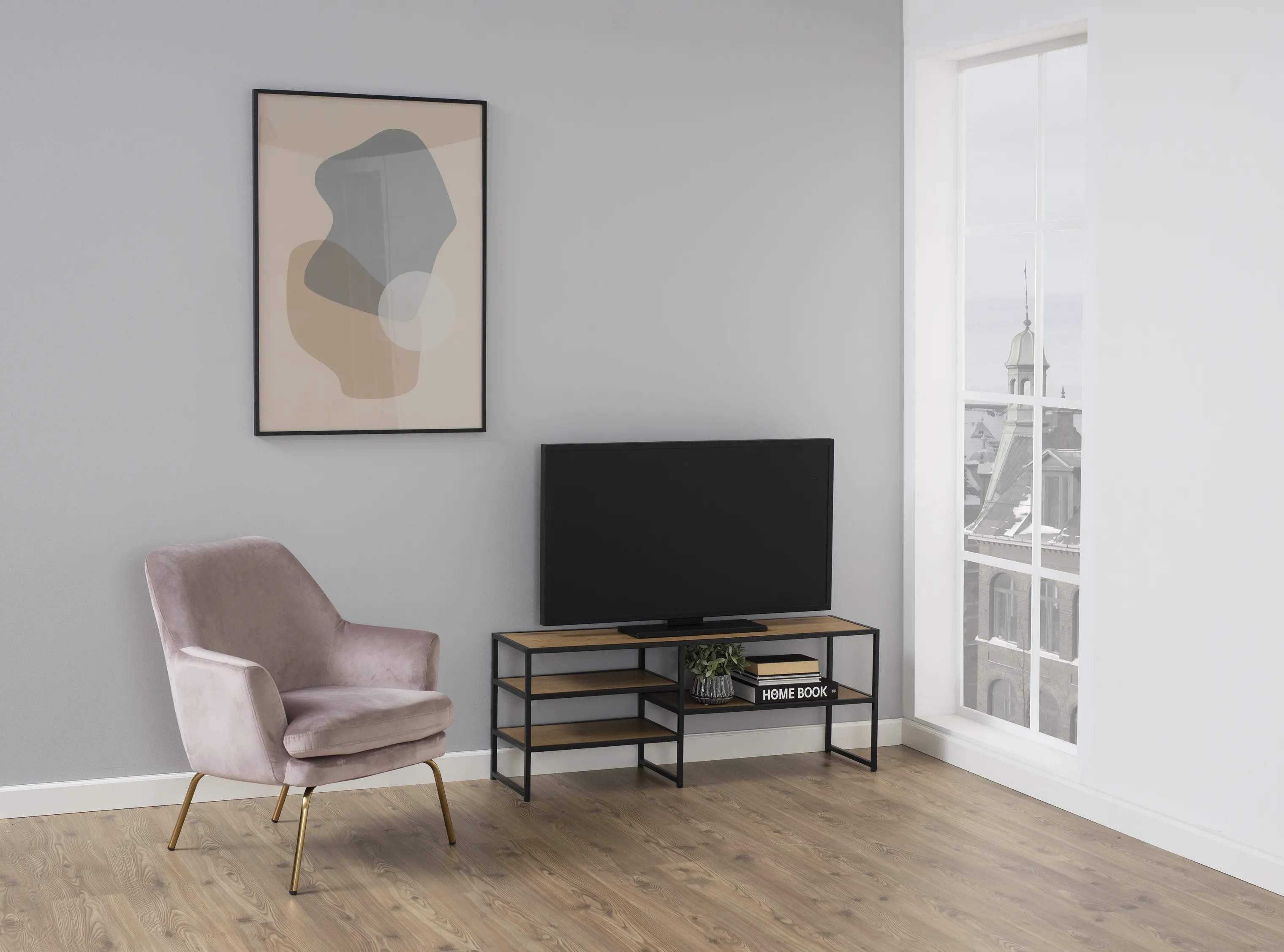 CASA Living TV-borde Seaford TV Bord i vild eg/mat sort, 3
