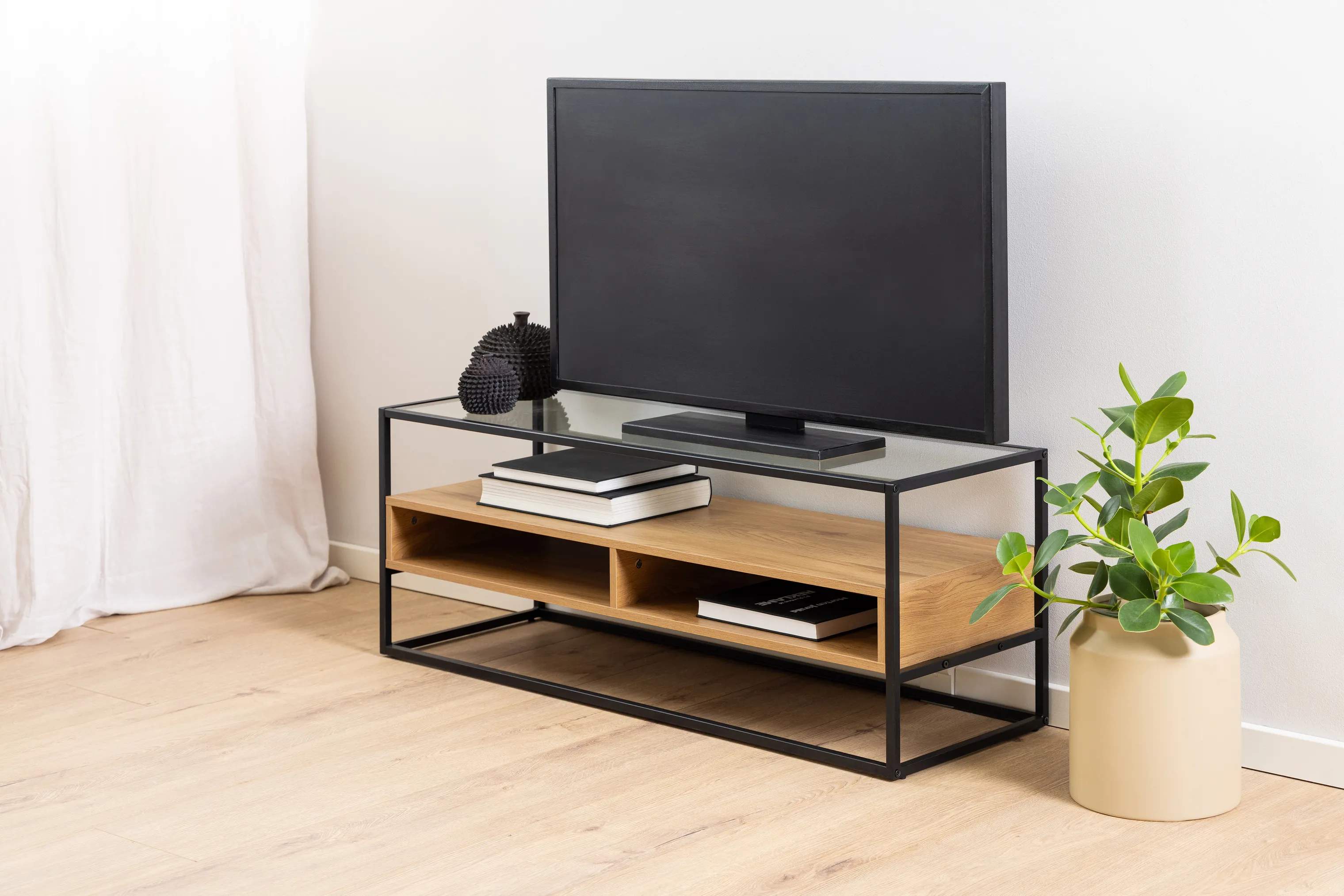 CASA Living TV-borde Randolf TV-bord i Brun/sort/klar, 2