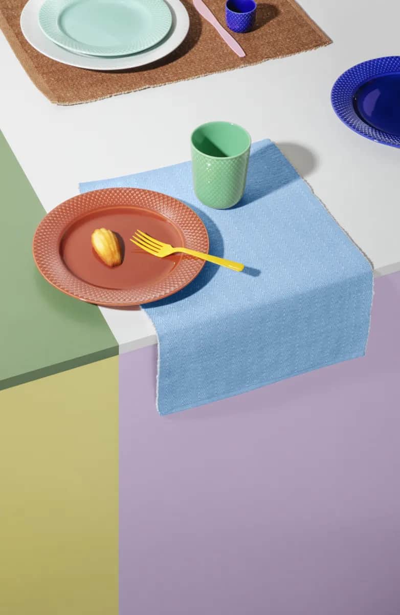 Lyngby Porcelæn Dækkeservietter Herringbone Dækkeserviet i Turkis, 2